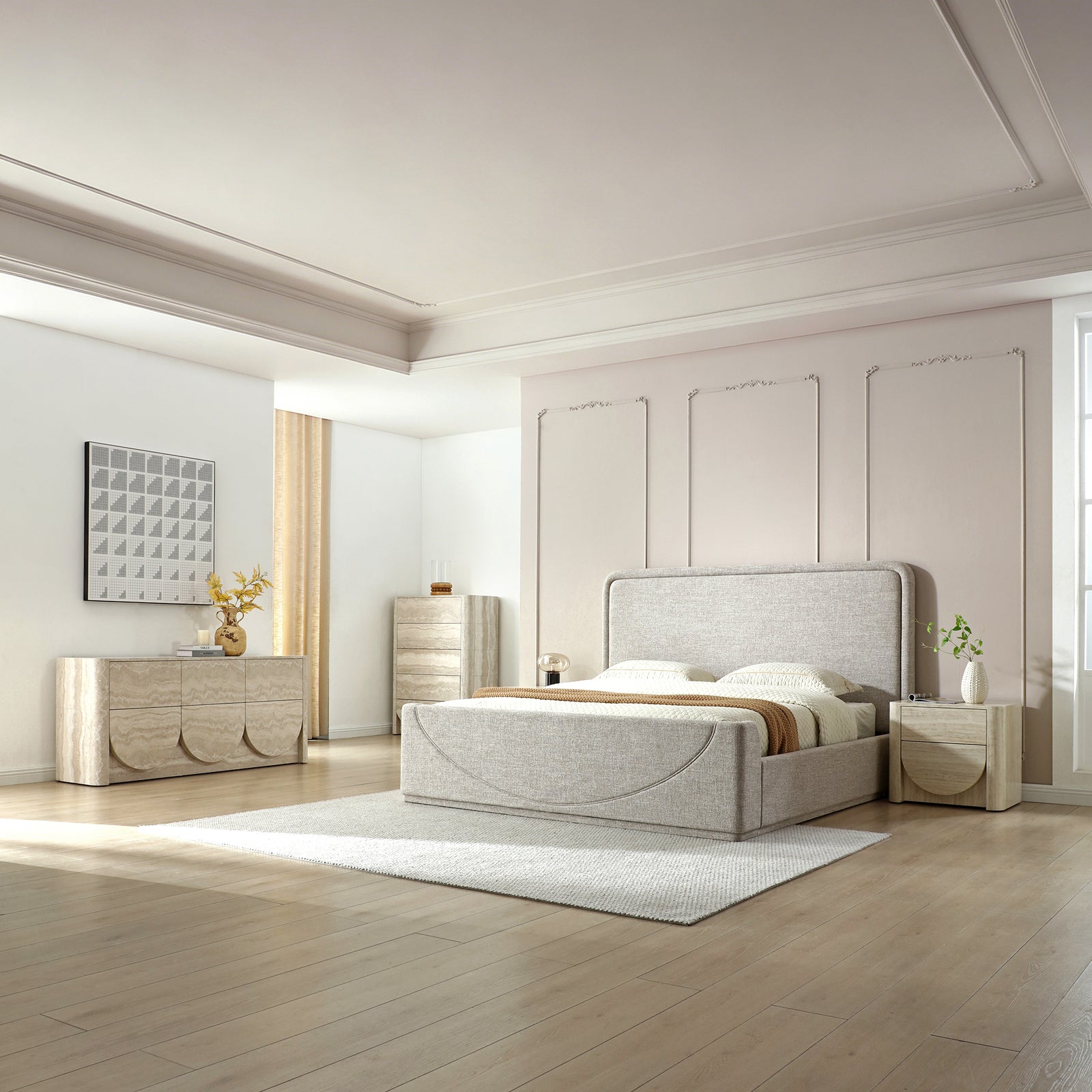 Lumvera Minimalist Upholstered Platform Bed
