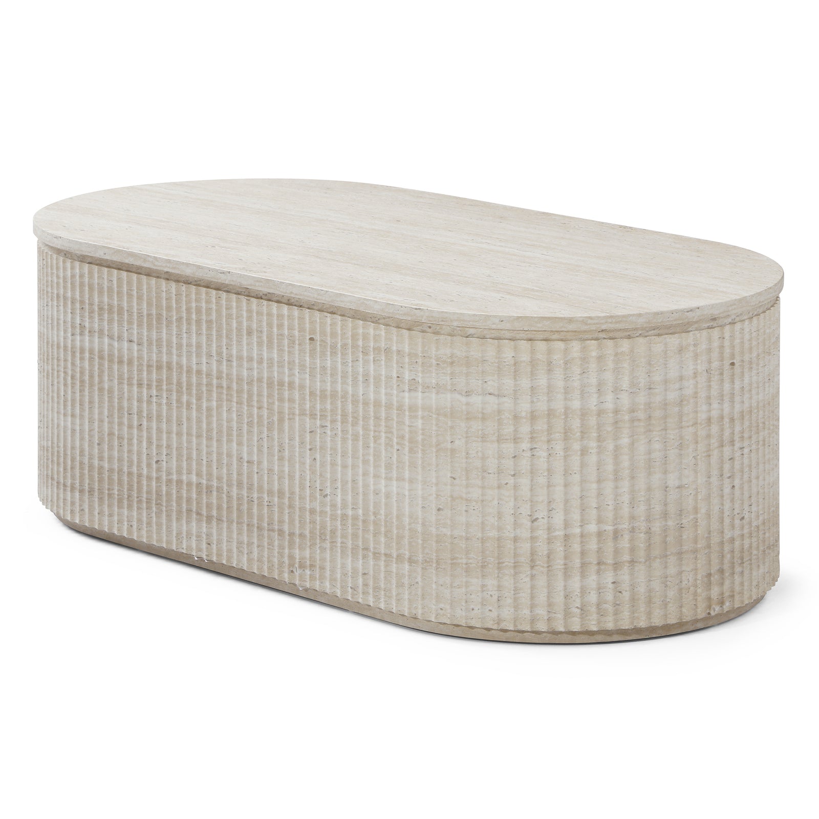 Mackenzie Oval Travertine Coffee Table