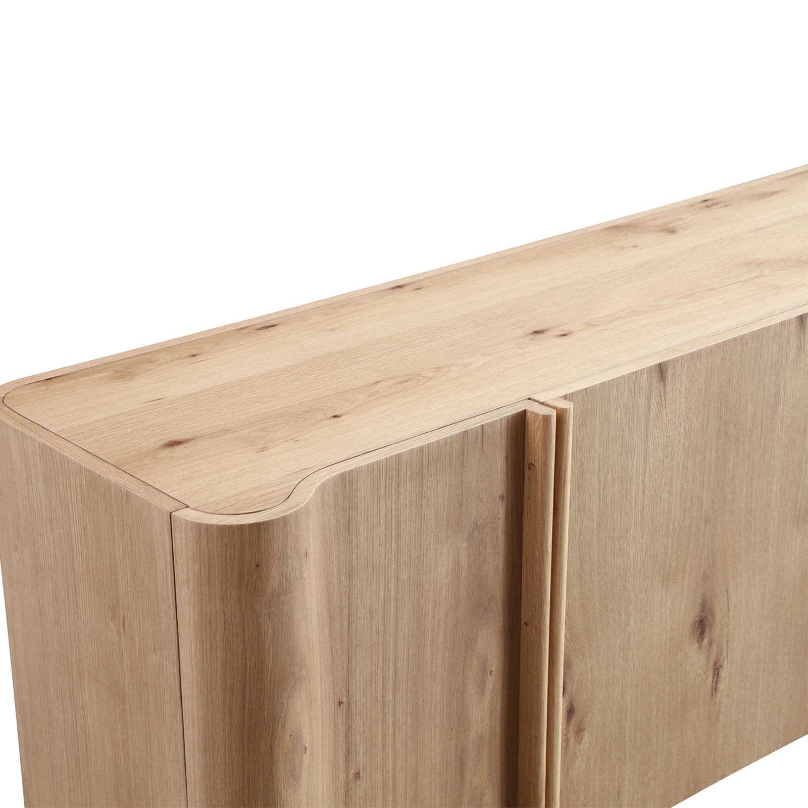 Oak Veneer Sideboard Buffet — Rounded Profile, 78"