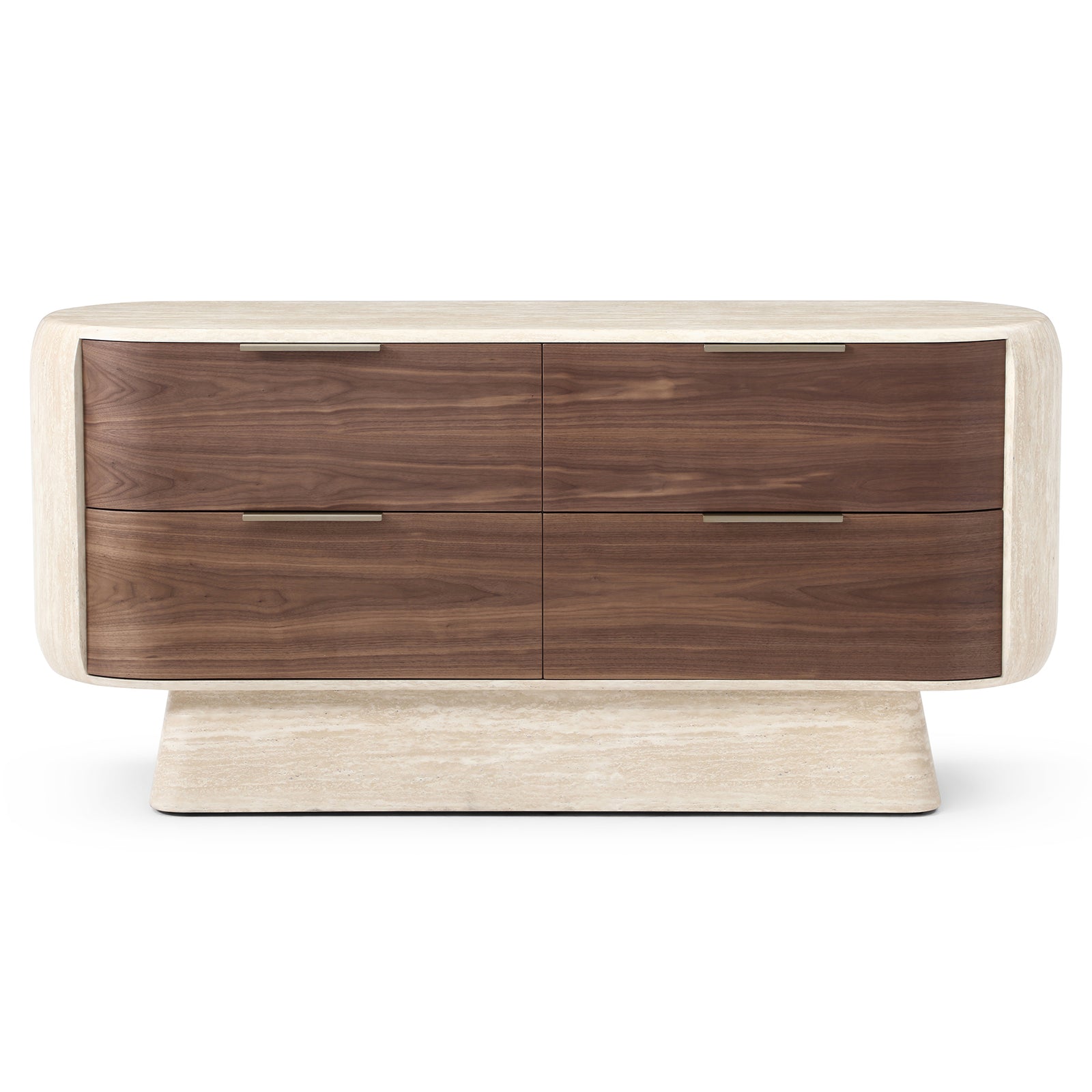 Solmira Curved Walnut & Faux Marble Dresser
