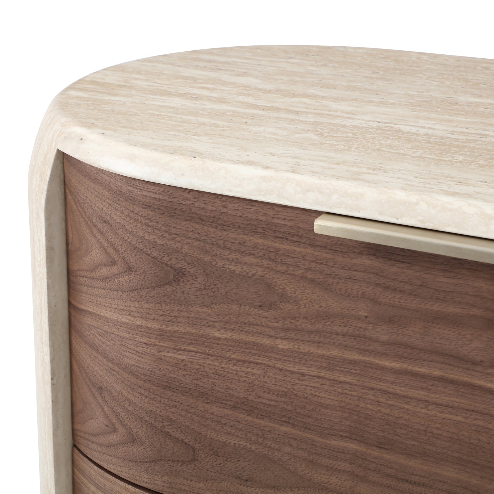 Solmira Curved Walnut & Faux Marble Dresser