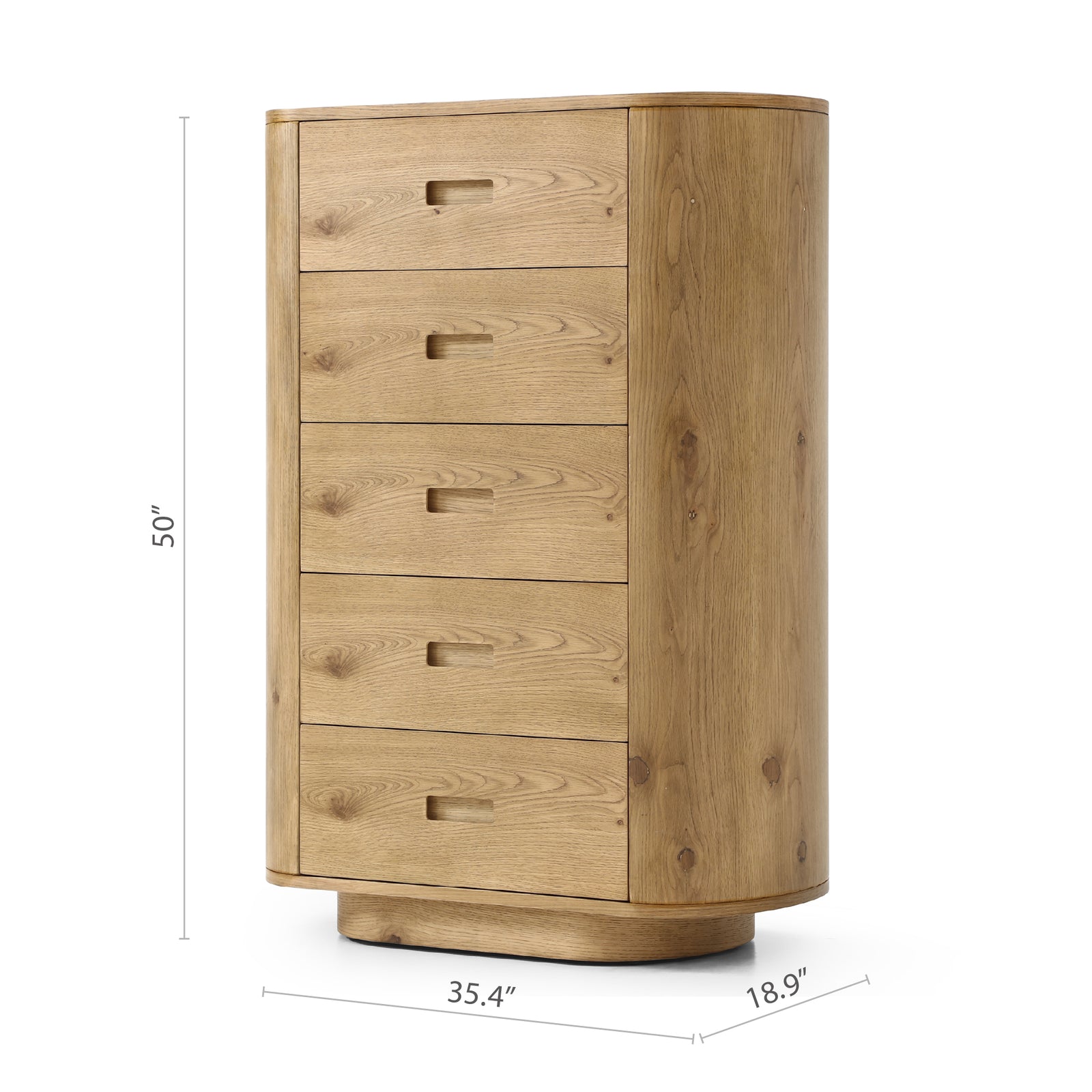 Avera Oak 5-Drawer Tall Chest