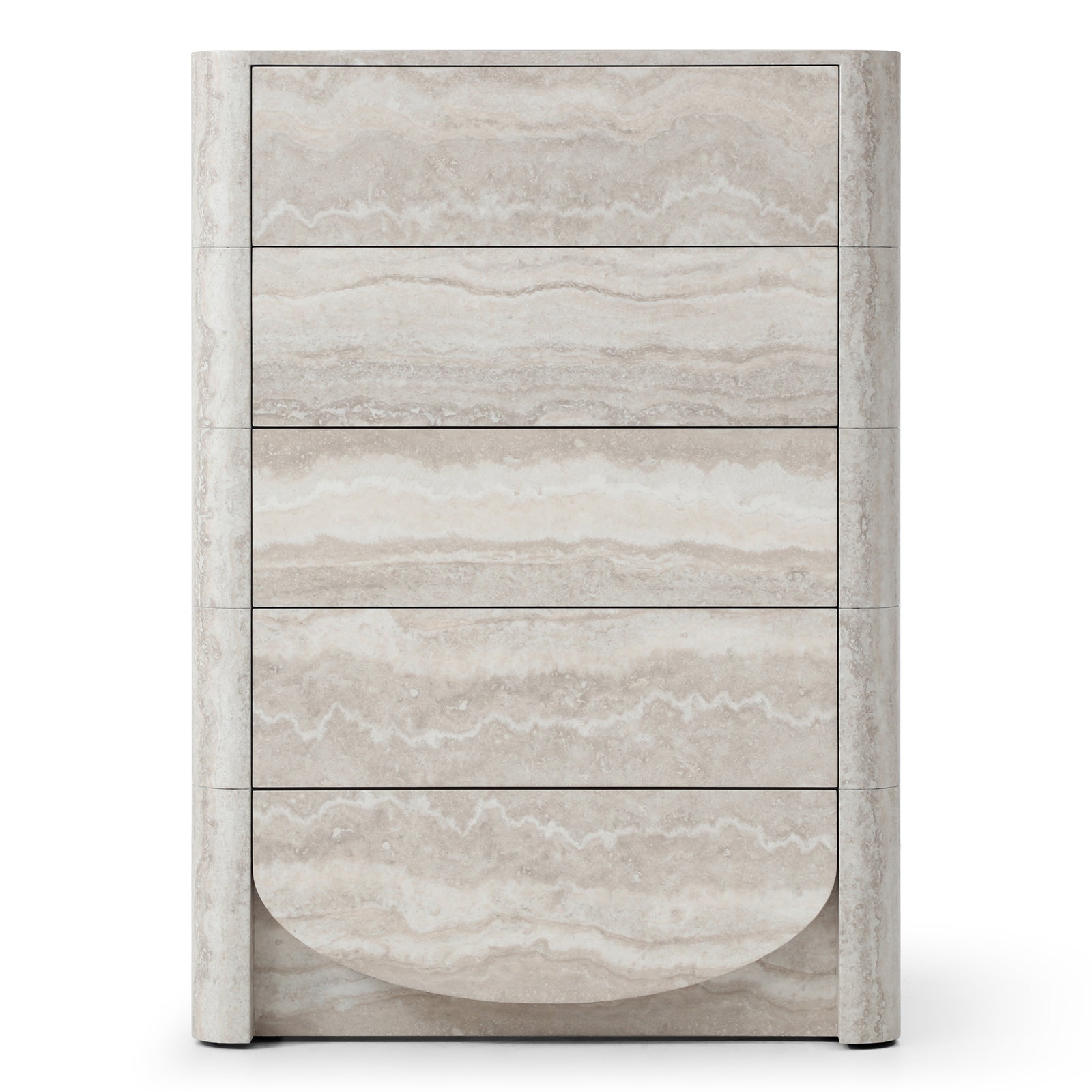 Elovane Scalloped Travertine Tall Chest