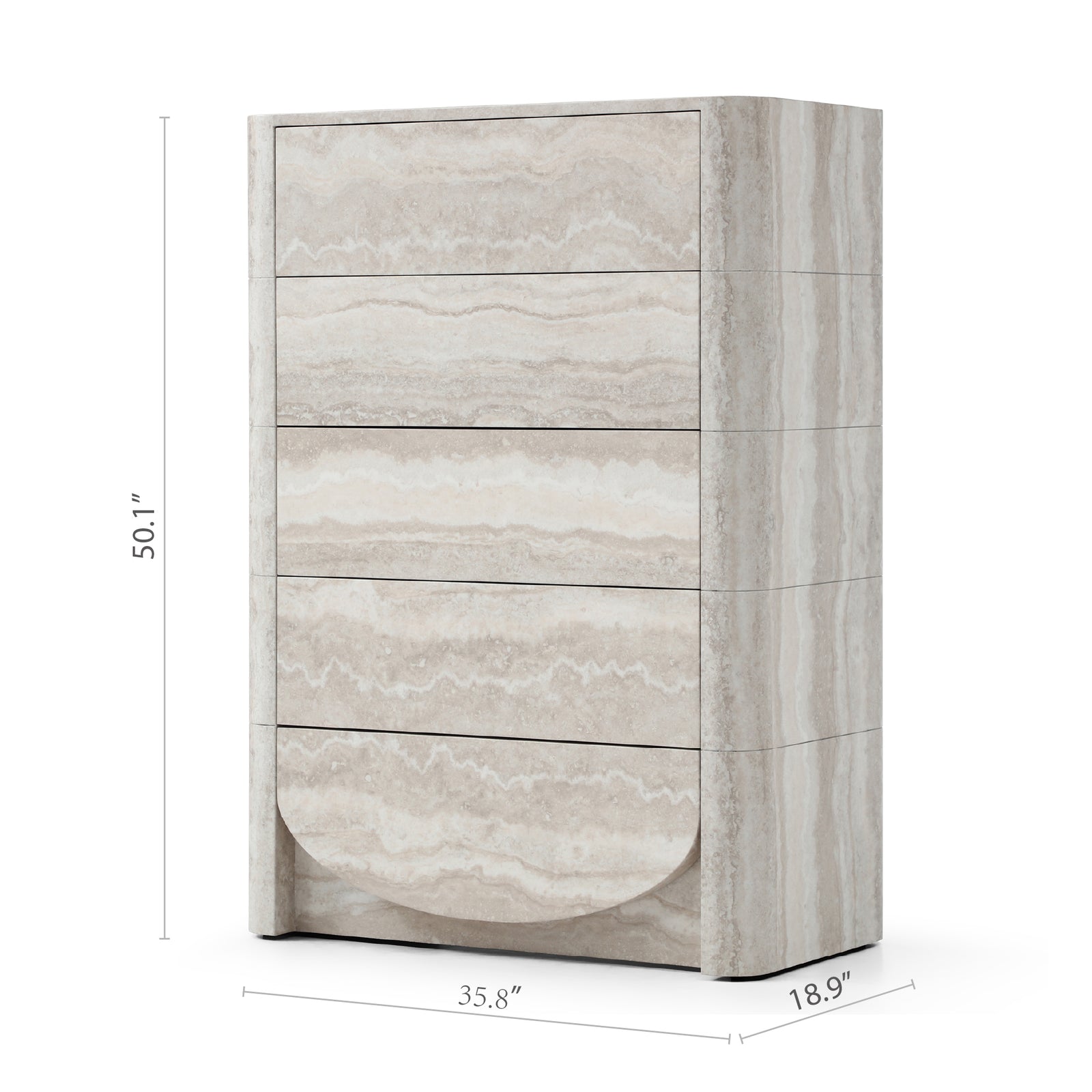 Elovane Scalloped Travertine Tall Chest