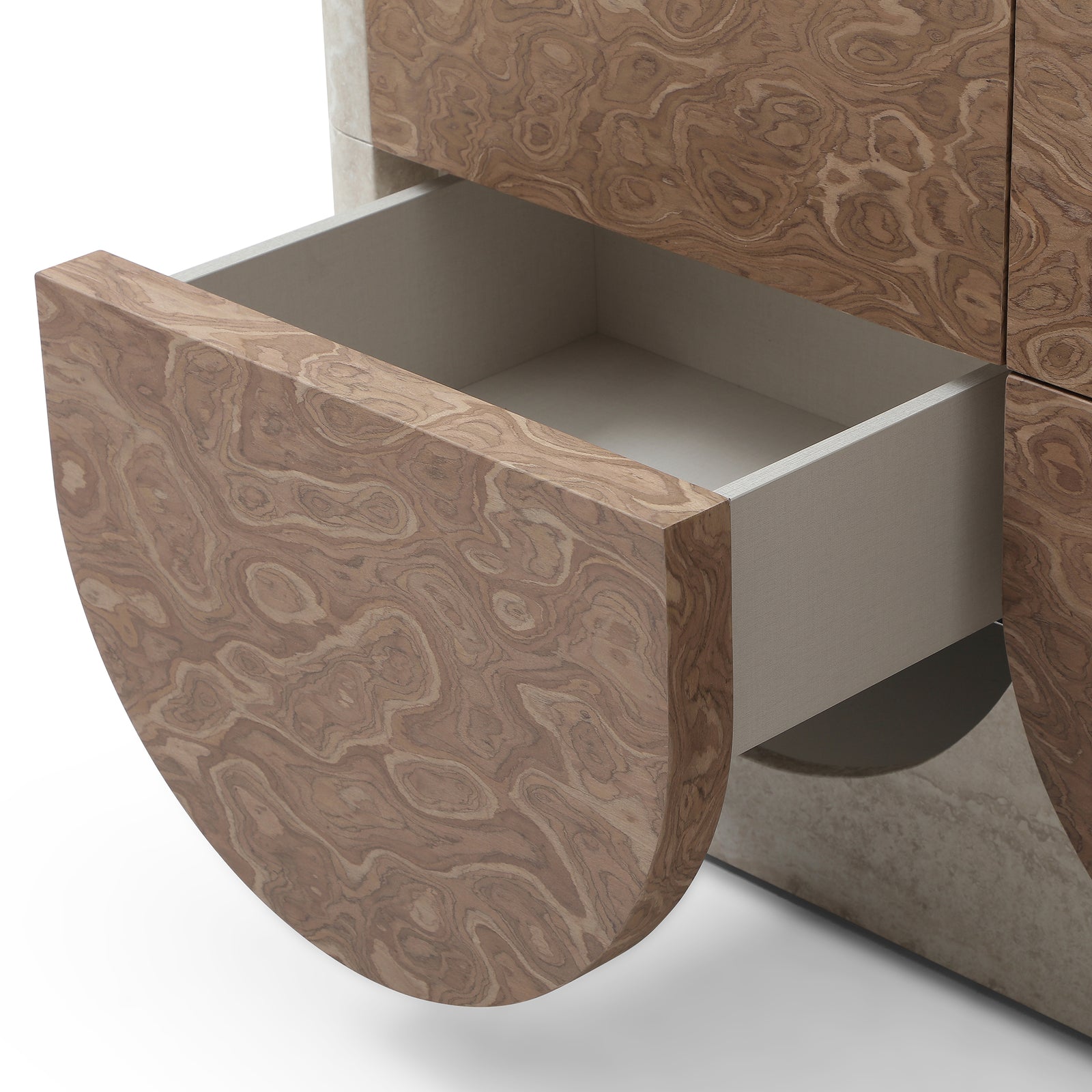 Elira Scalloped Travertine & Walnut 6-Drawer Dresser