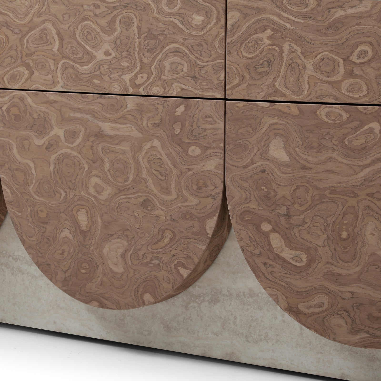Elira Scalloped Travertine & Walnut 6-Drawer Dresser