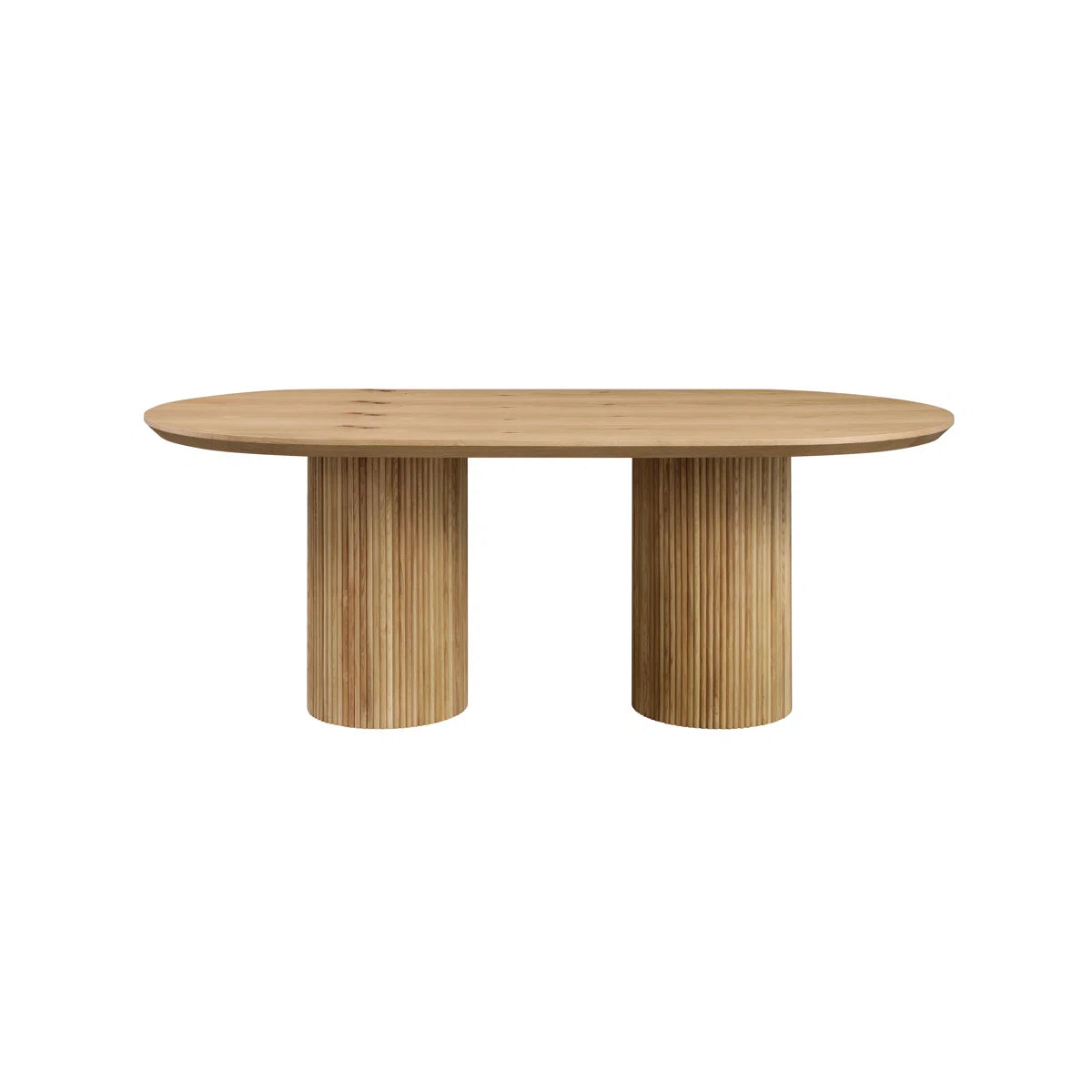 78-inch Solid Oak Veneer Dining Table For 8 With Rounded Edges & Grooved Solid Wood Legs