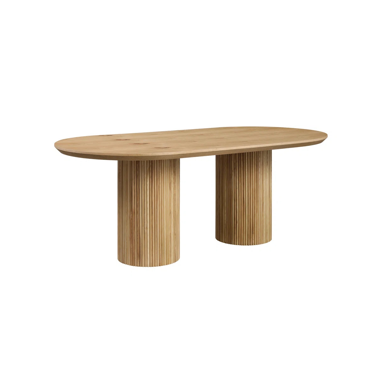 78-inch Solid Oak Veneer Dining Table For 8 With Rounded Edges & Grooved Solid Wood Legs