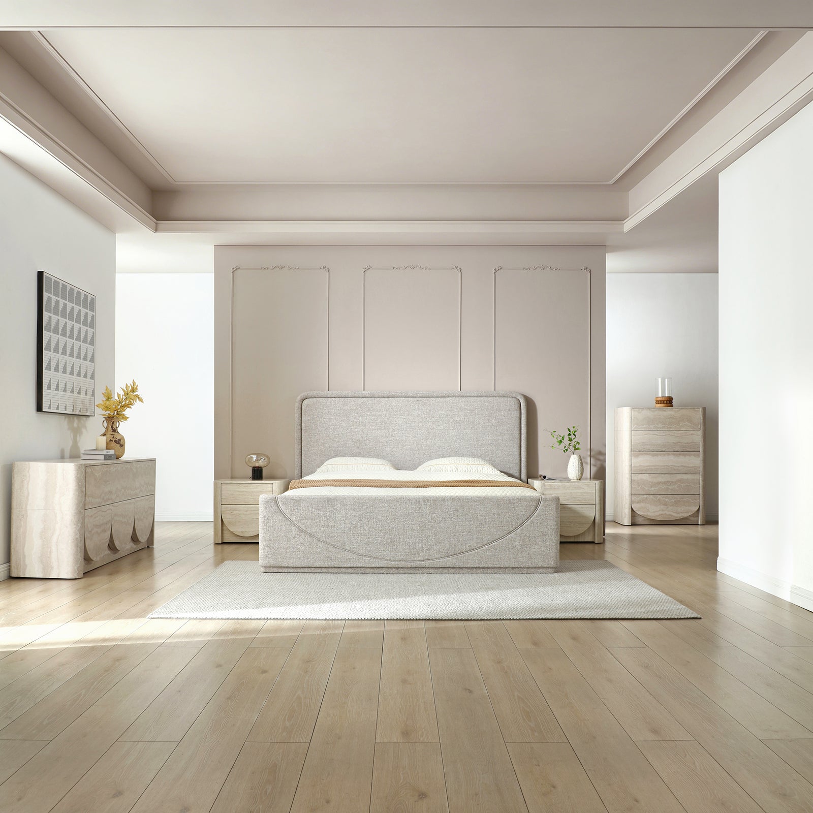 Lumvera Minimalist Upholstered Platform Bed
