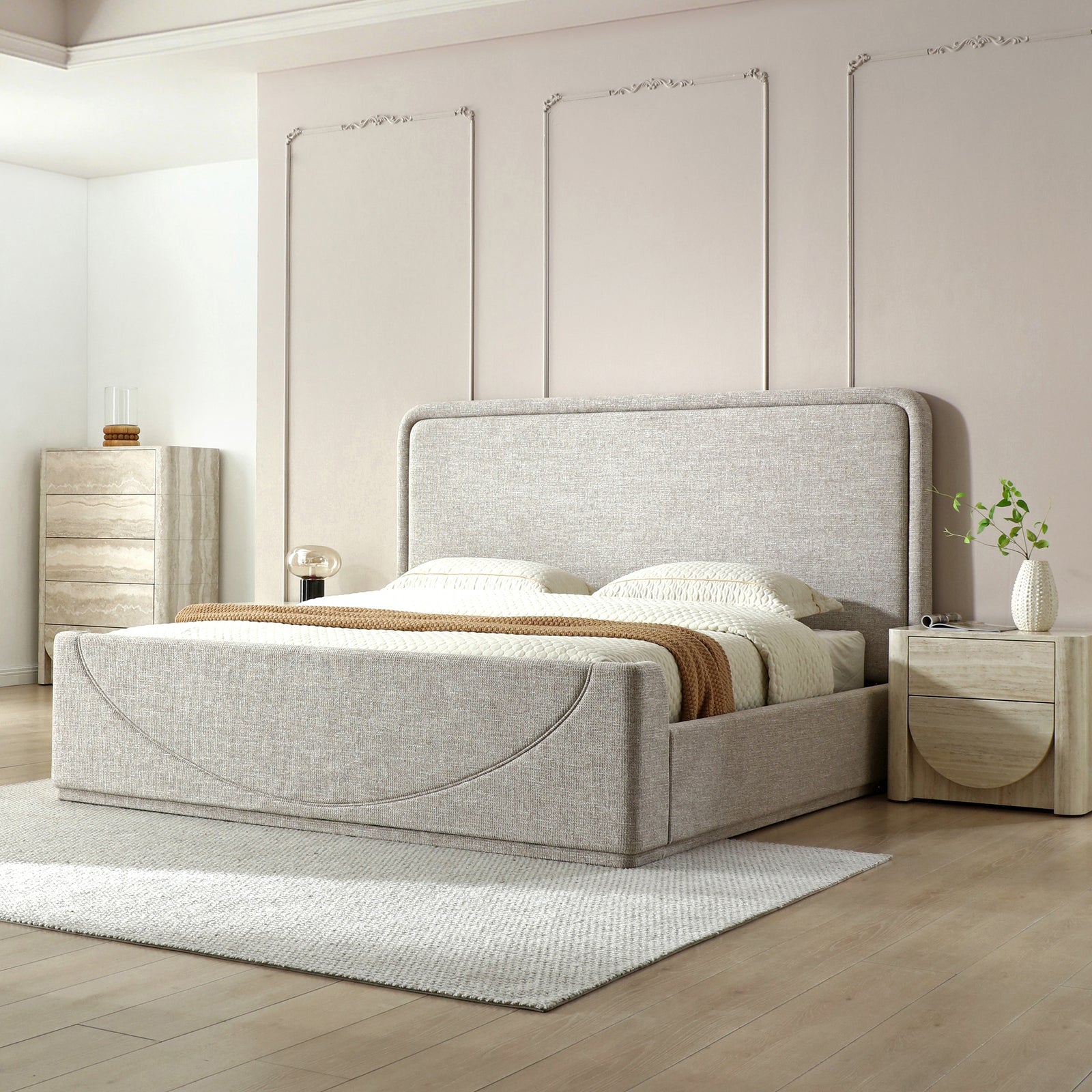 Lumvera Minimalist Upholstered Platform Bed