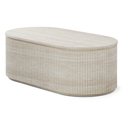 Mackenzie Oval Travertine Coffee Table