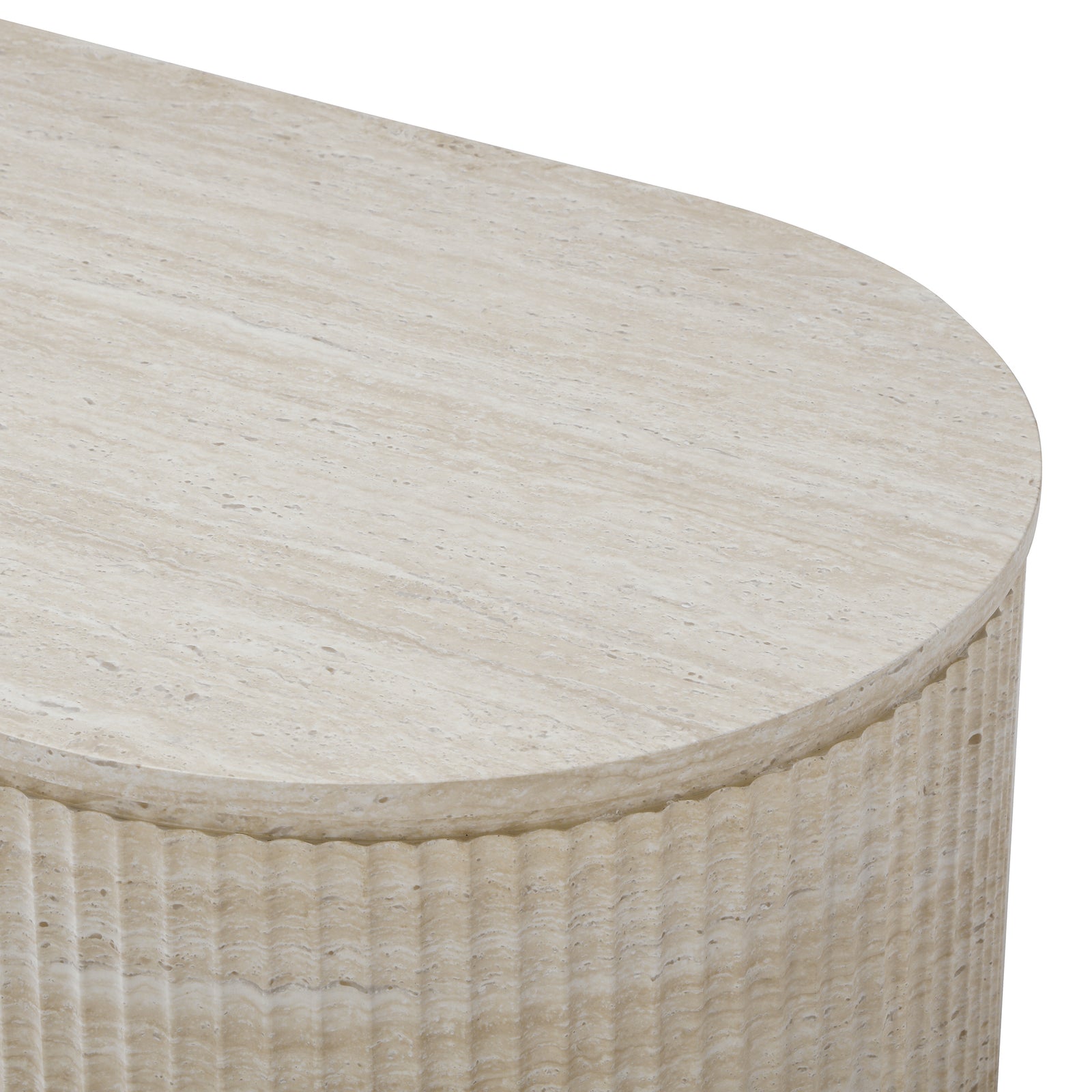 Mackenzie Oval Travertine Coffee Table