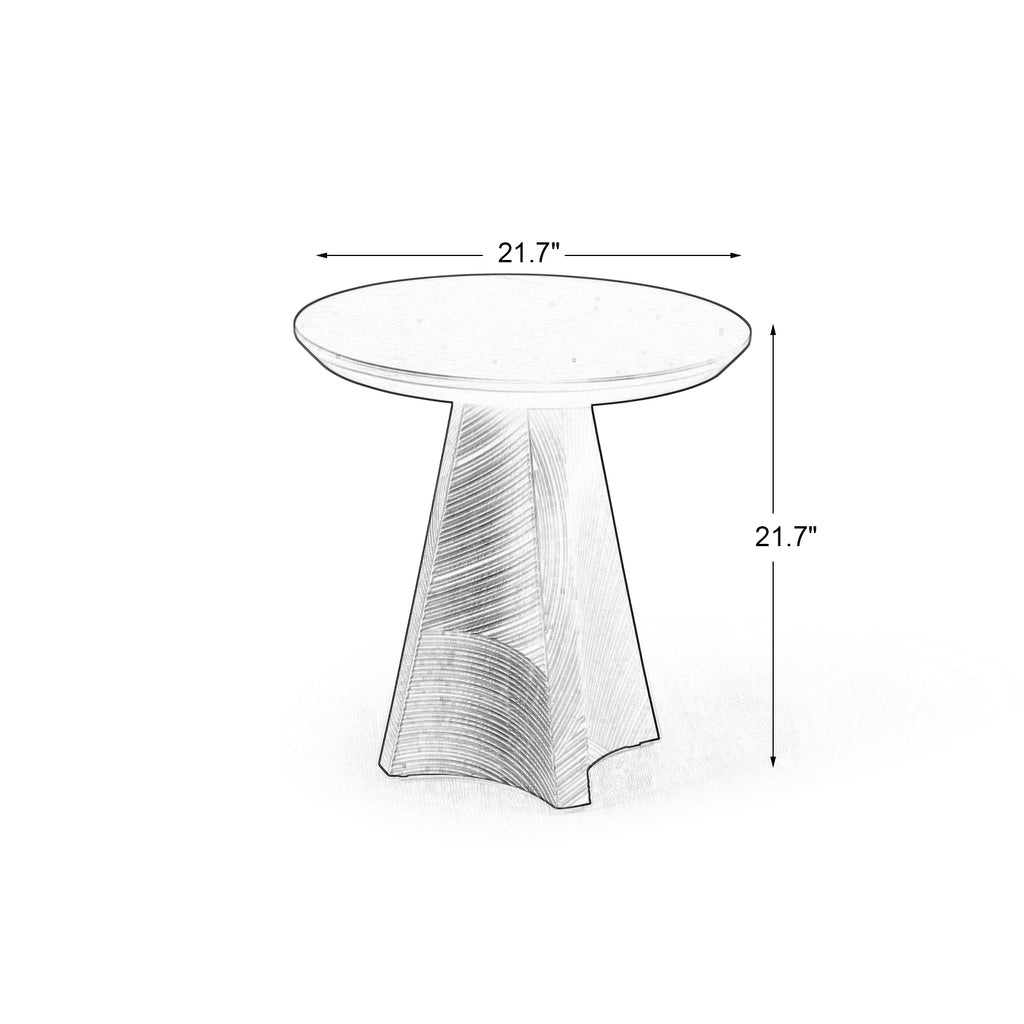 White Oak Side Table — Carved Triangular Base, 21.6"
