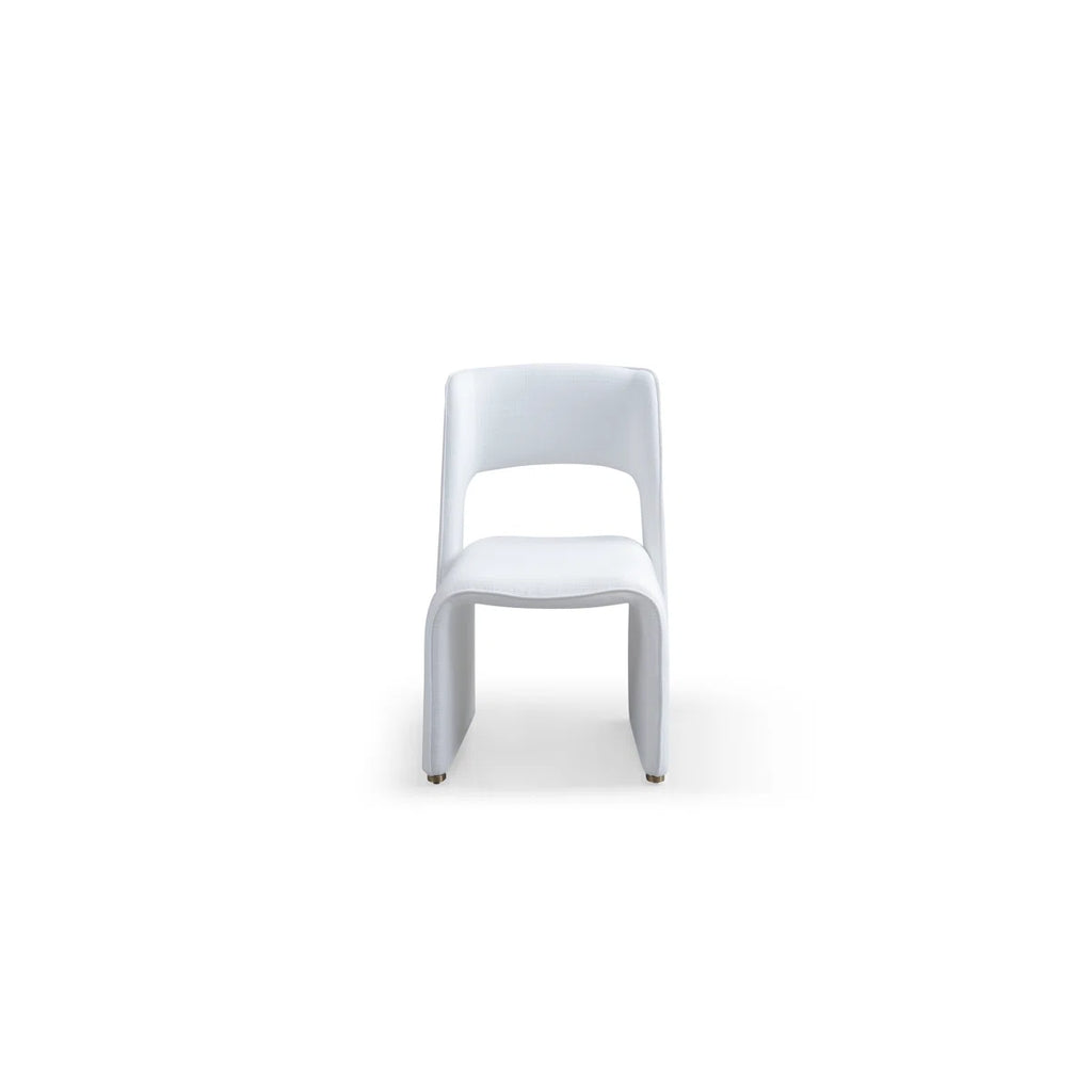Fully Upholstered Flannel Blend Dining Chairs With Straight Back & Metal-accented Legs - No Assembly Required