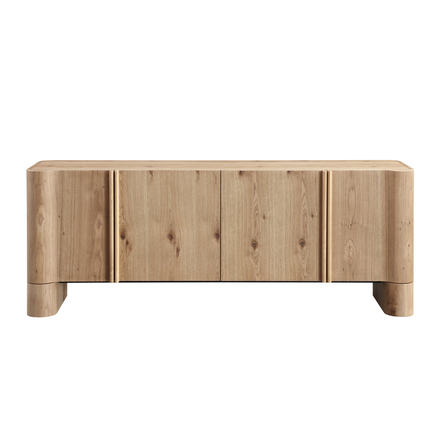 Oak Veneer Sideboard Buffet — Rounded Profile, 78" detail
