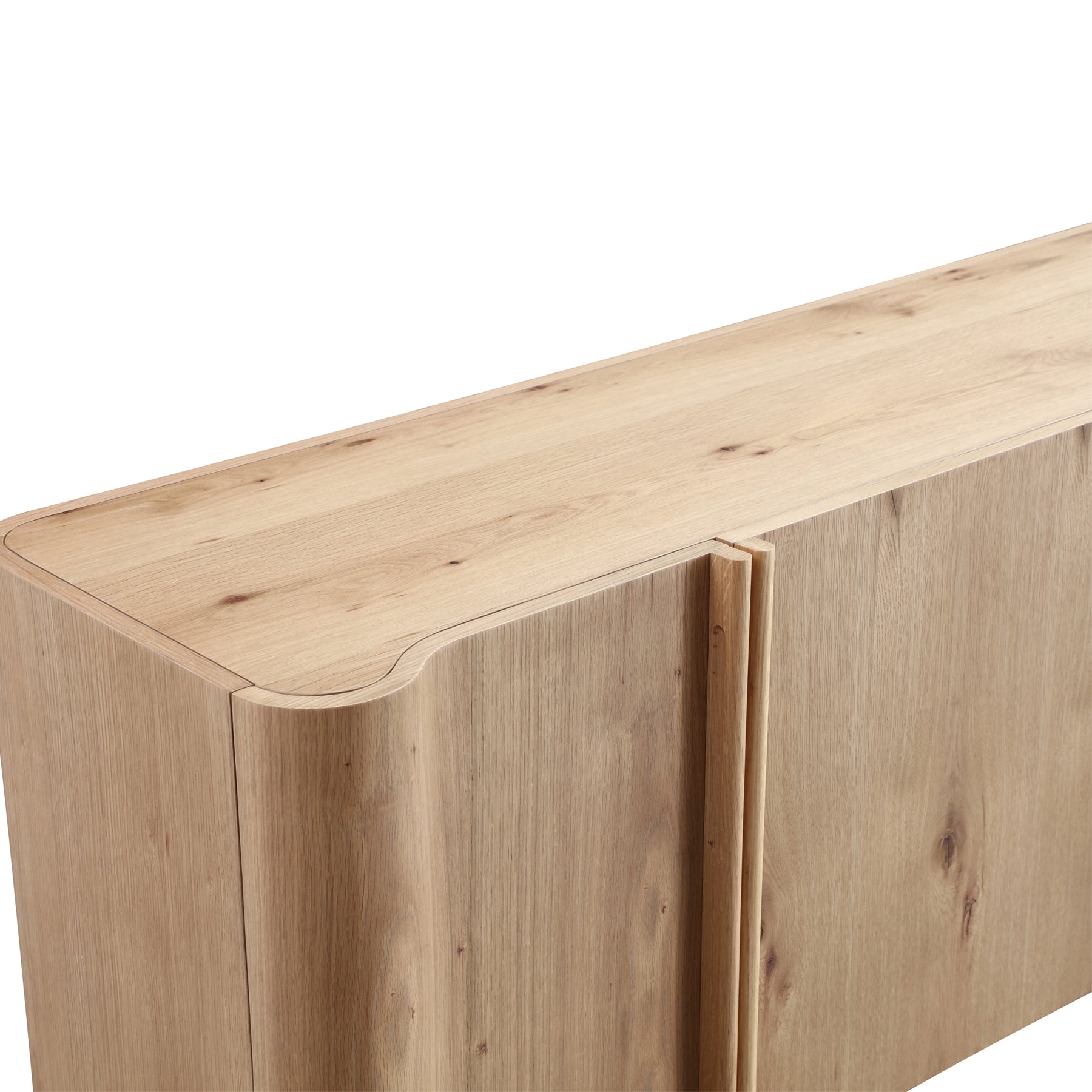 Oak Veneer Sideboard Buffet — Rounded Profile, 78"
