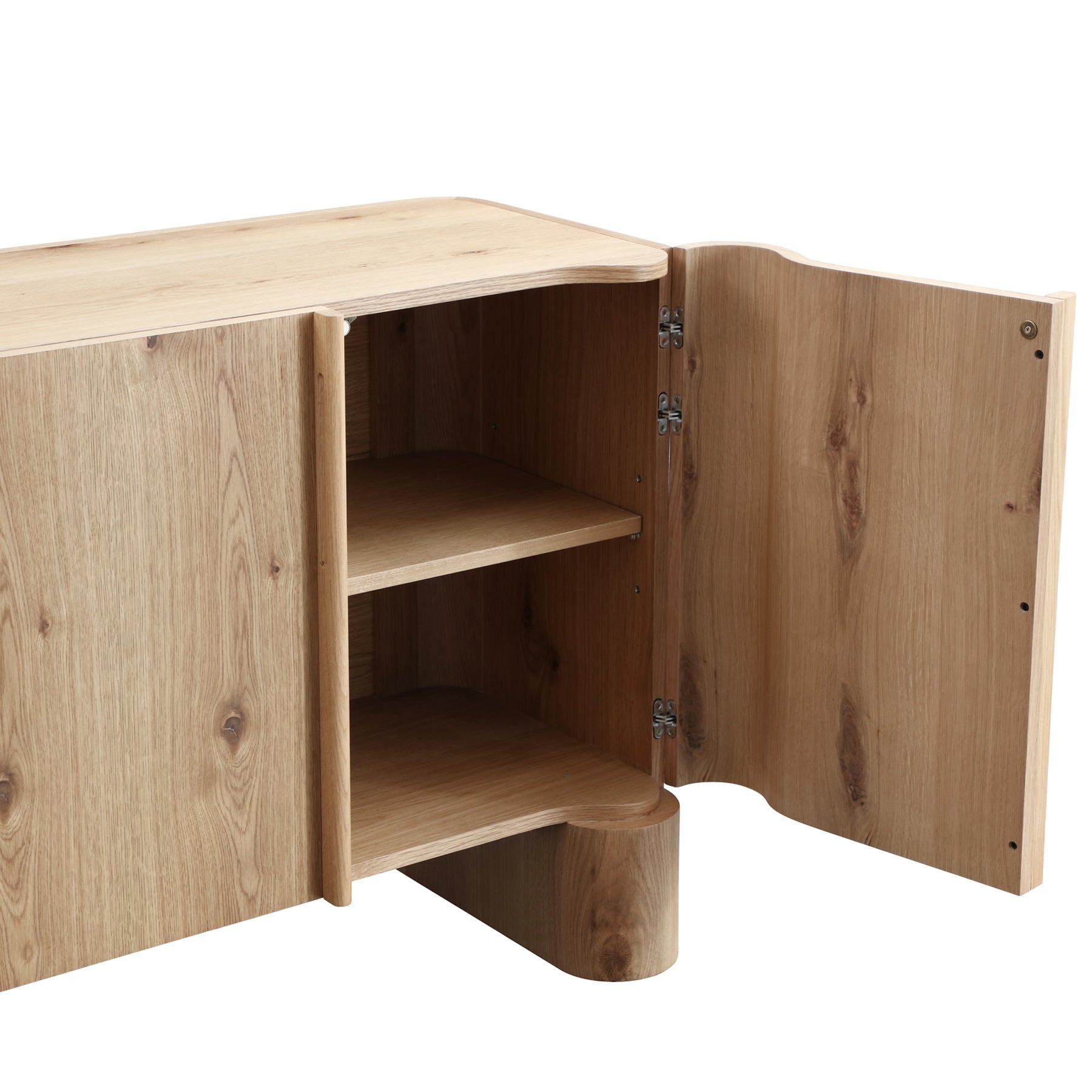 Oak Veneer Sideboard Buffet — Rounded Profile, 78"