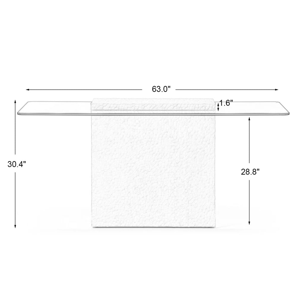 Heaton Modern Glass Top Console Table With Sculpted White Pedestal Base – Contemporary Accent Table For Living Room, Entryway, Or Office