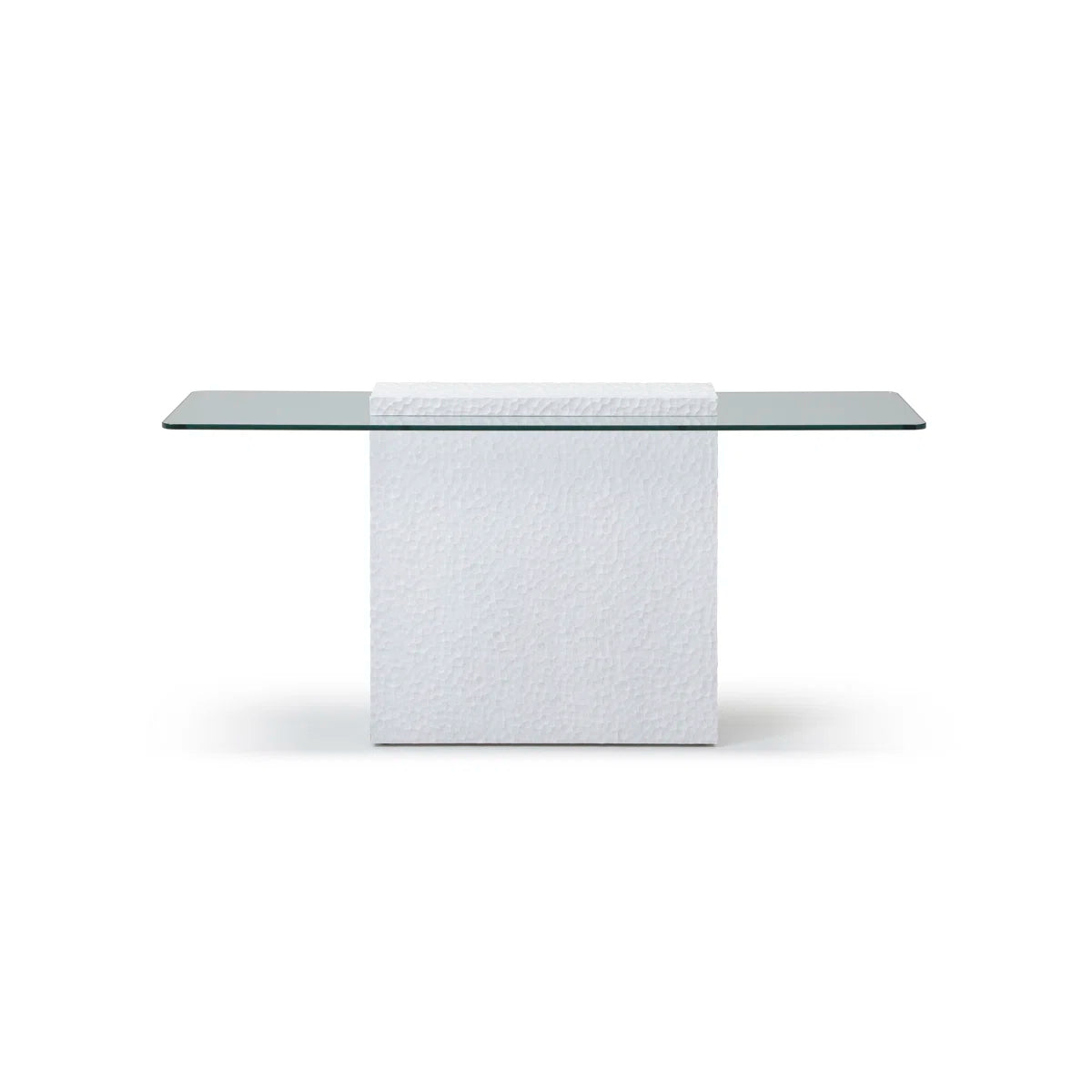 Heaton Modern Glass Top Console Table With Sculpted White Pedestal Base – Contemporary Accent Table For Living Room, Entryway, Or Office