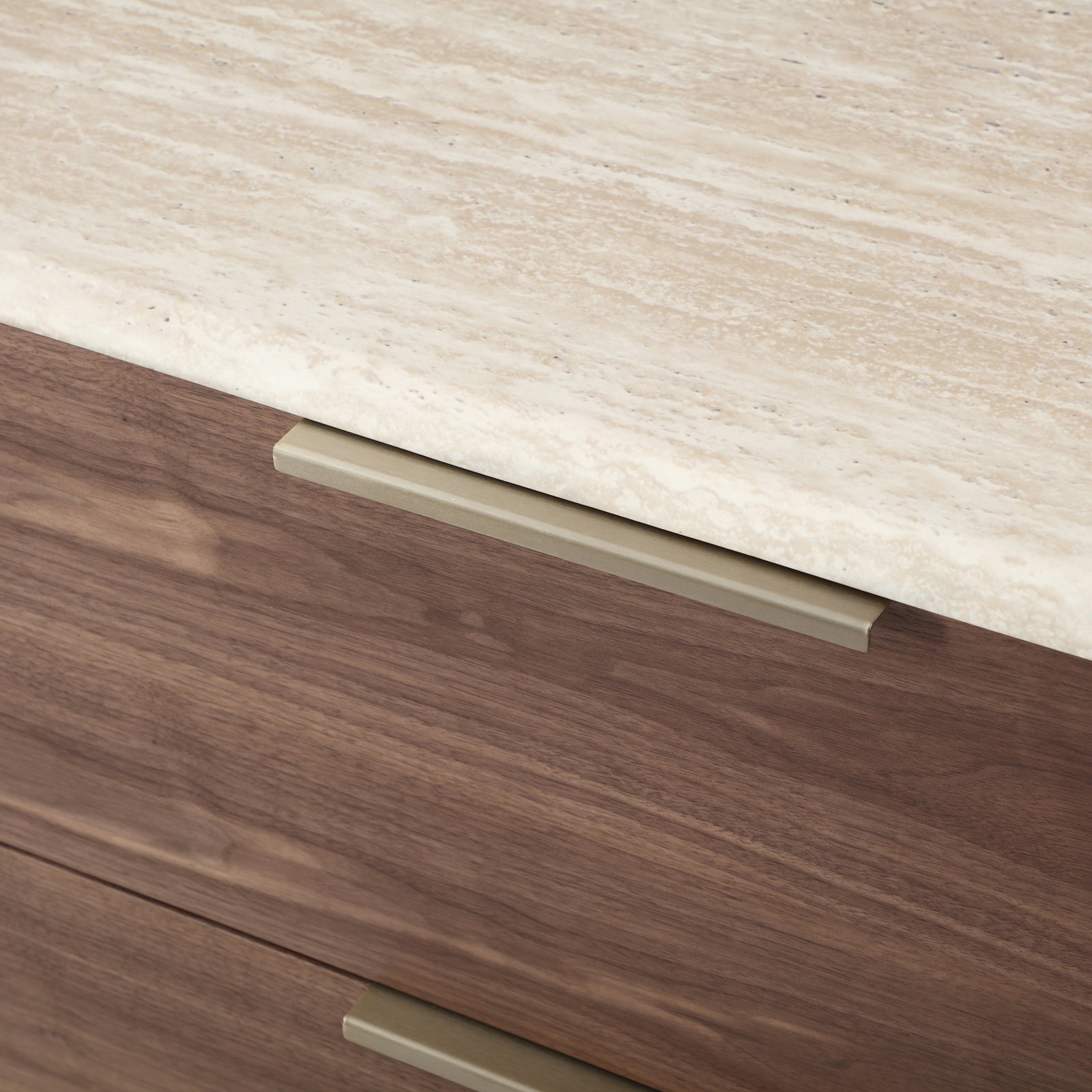 Solmira Curved Walnut & Faux Marble Dresser