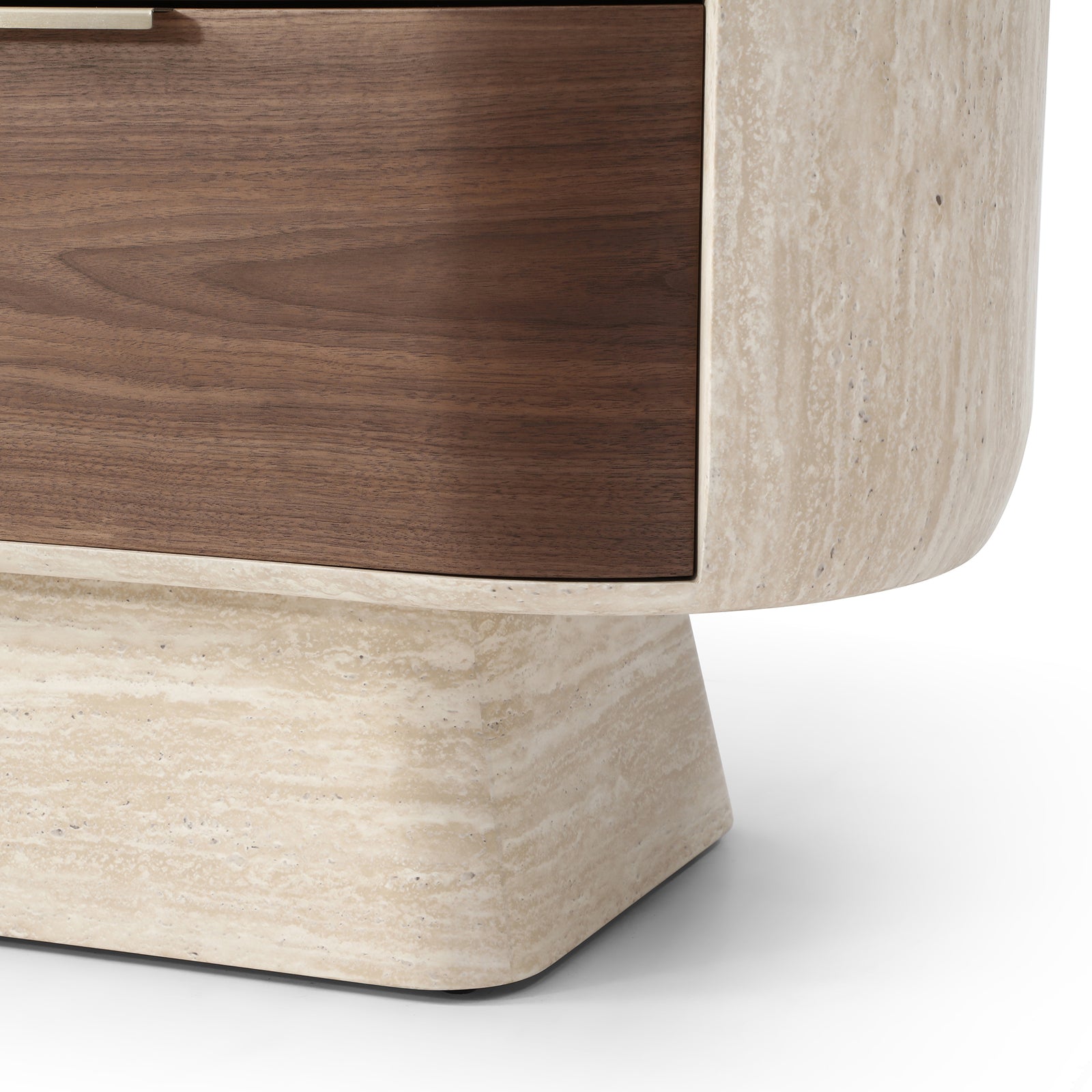 Solmira Curved Walnut & Faux Marble Dresser