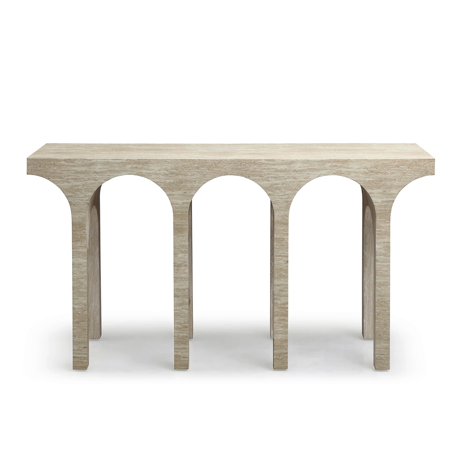 Travertine-Look Arch Console Table