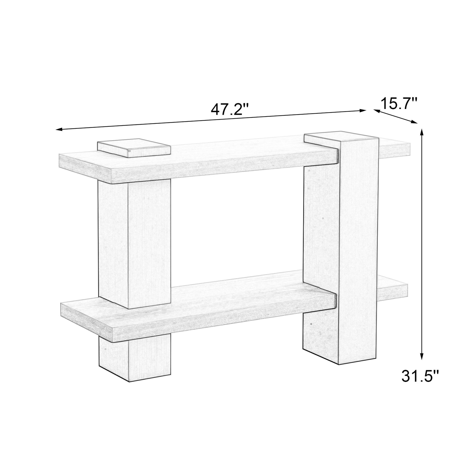 Gold Console Table — 2-Tier White Oak & Gold Metal Legs