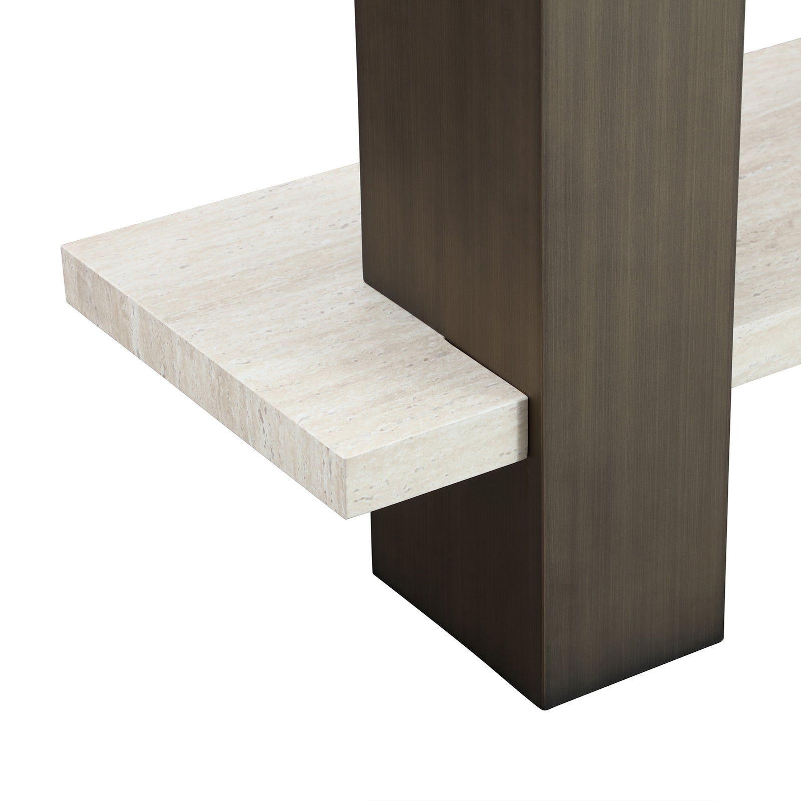 Gold Console Table — 2-Tier White Oak & Gold Metal Legs