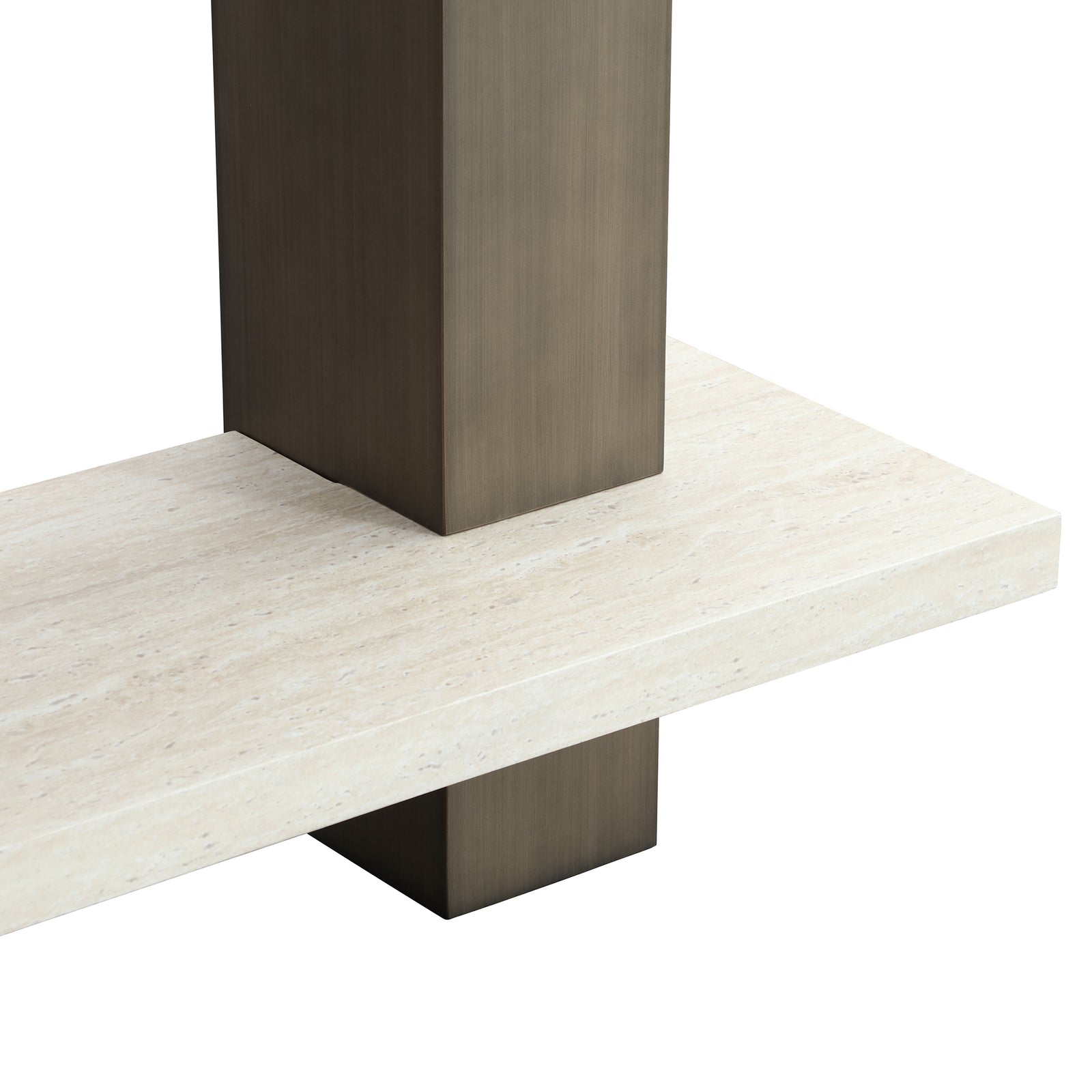 Gold Console Table — 2-Tier White Oak & Gold Metal Legs