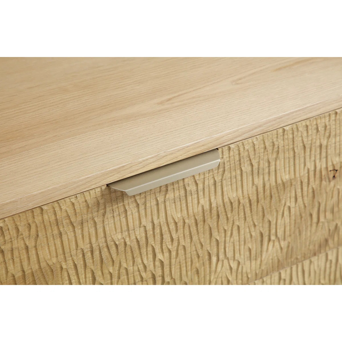 Large Rustic Solid Wood 6-Drawer Dresser With Hand-Carved Doors & Stainless Steel Handles