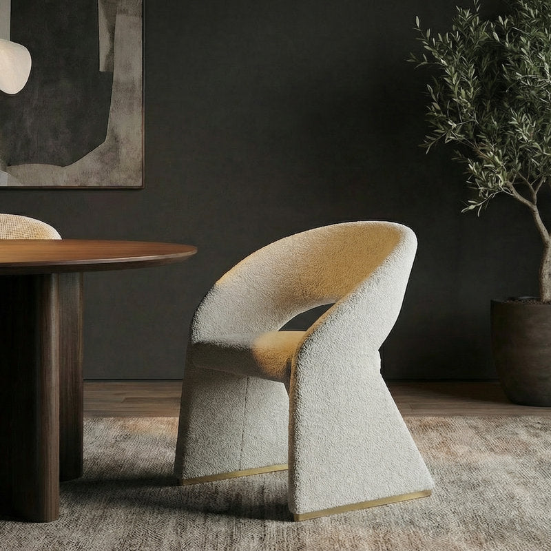 Luxury Upholstered Dining Chairs With Curved Back & Metal-accented Legs - Fully Assembled