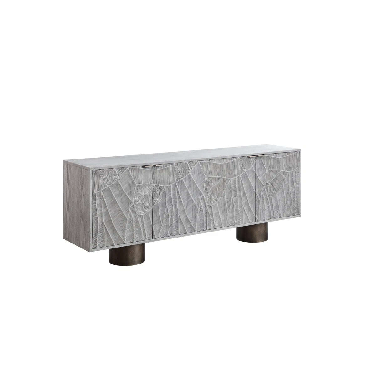 Modern Carved Wood Sideboard Buffet With Textured Doors - 78.7"