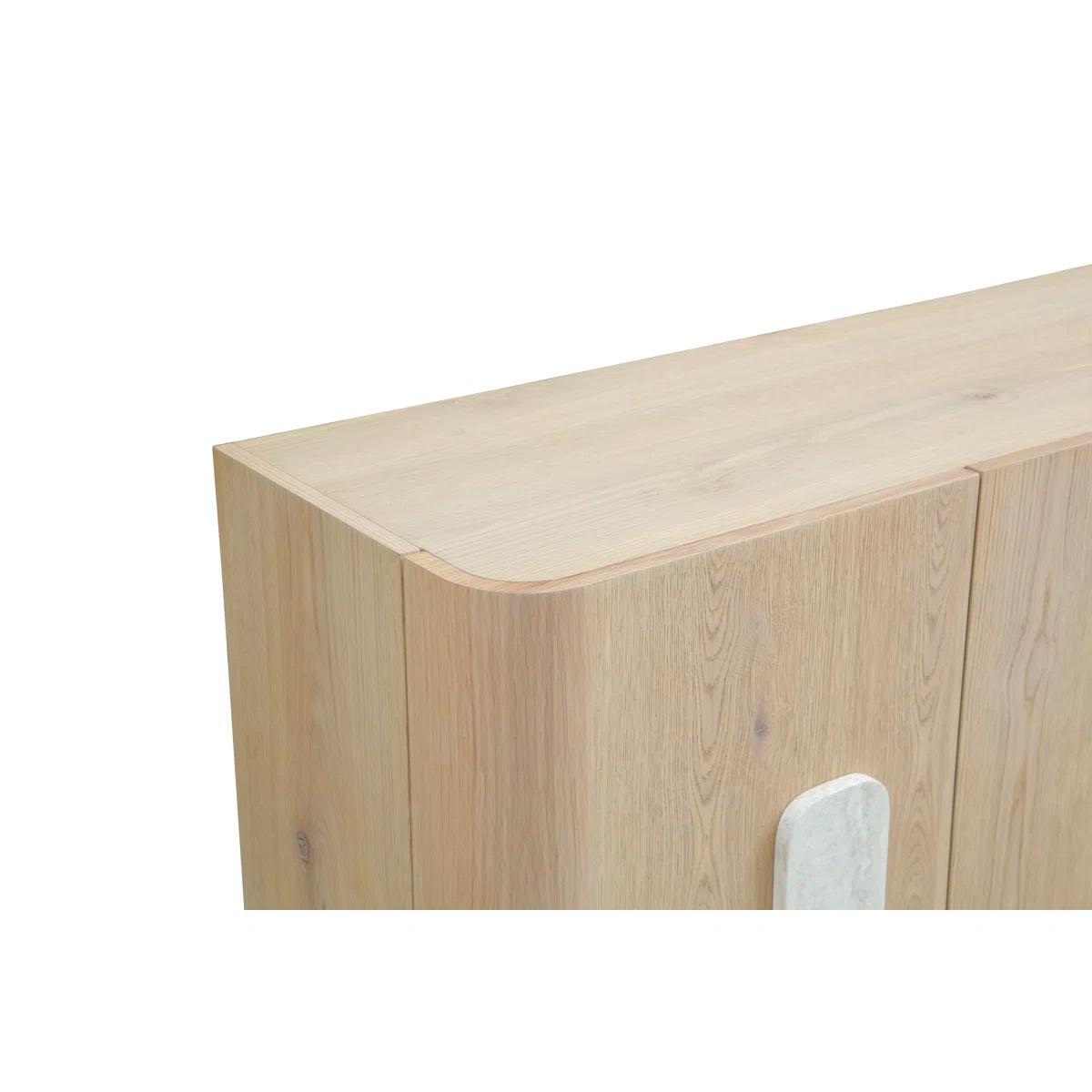 Modern Light Oak Veneer Sideboard Buffet With Faux Marble Legs - 78"