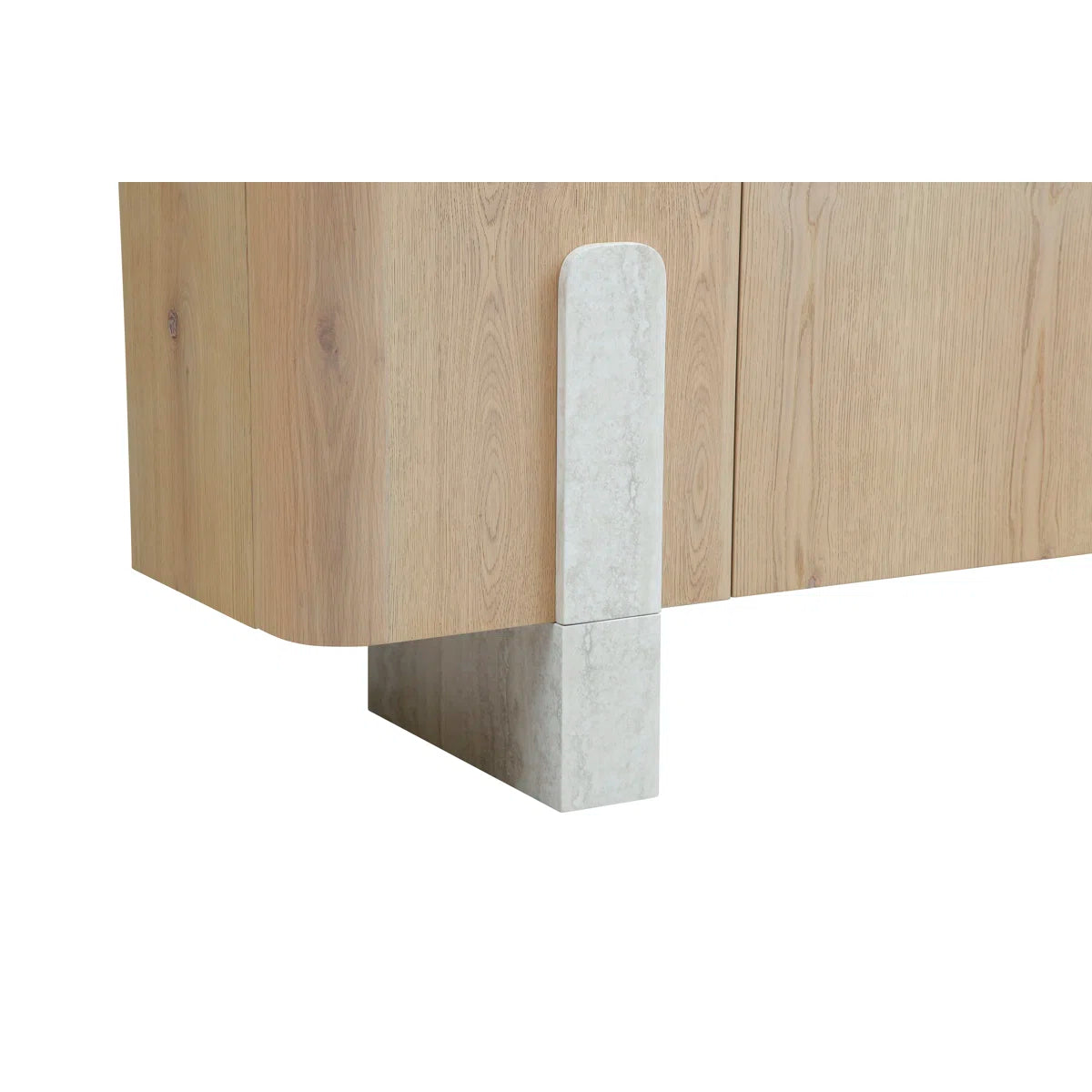 Modern Light Oak Veneer Sideboard Buffet With Faux Marble Legs - 78"