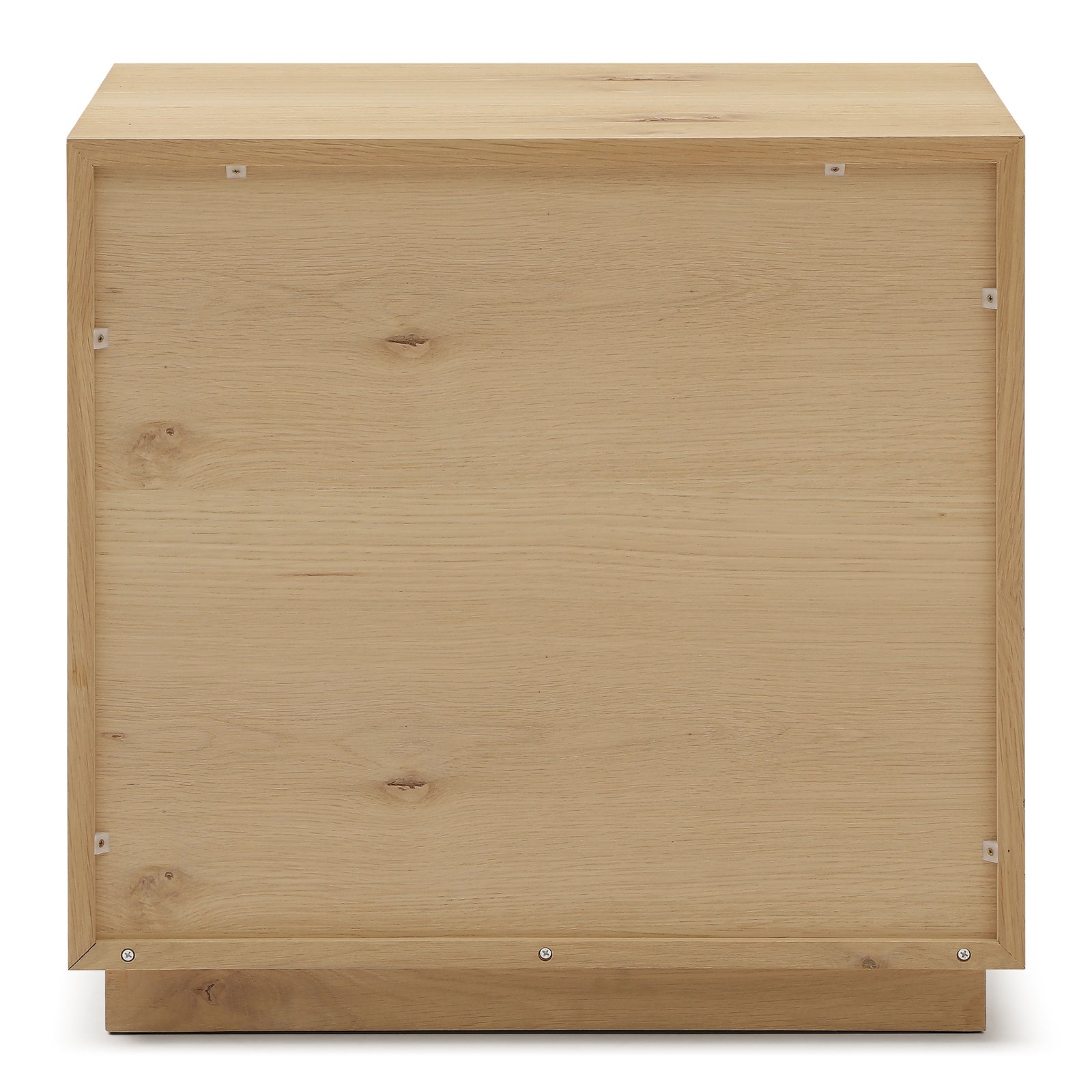 Rustic Solid Wood 3-Drawer Nightstand With Hand-Carved Door & Stainless Steel Handles
