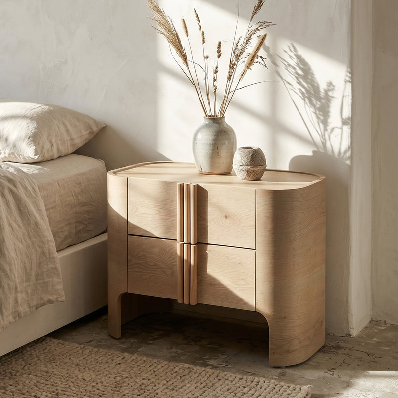 Farmhouse 2-Drawer Nightstand — Solid Wood