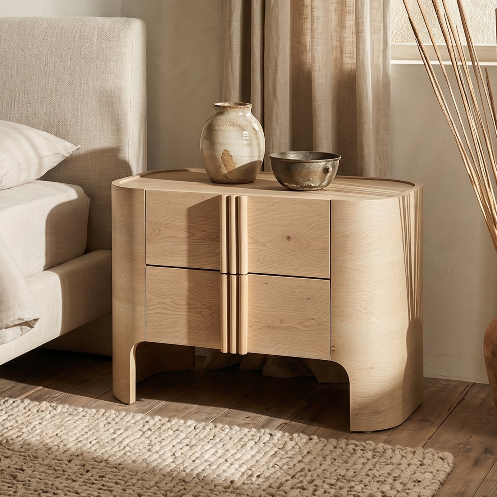 Farmhouse 2-Drawer Nightstand — Solid Wood