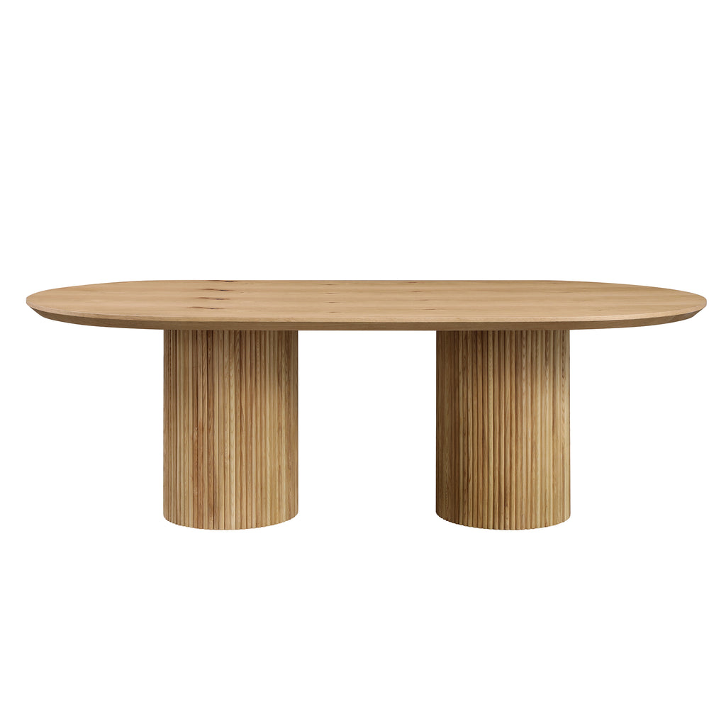 Solid Oak Veneer Dining Table, 78" — Seats 8