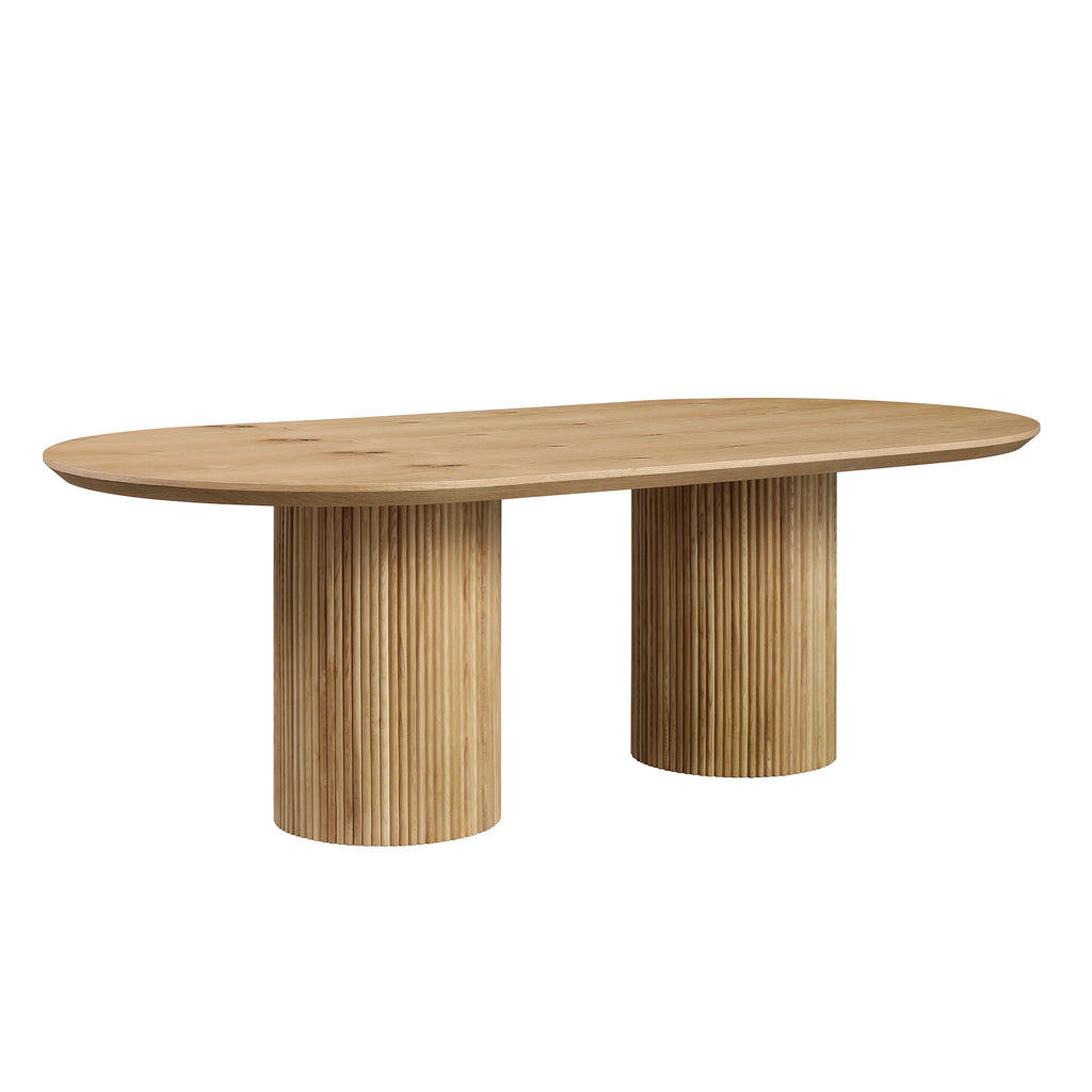 Solid Oak Veneer Dining Table, 78" — Seats 8