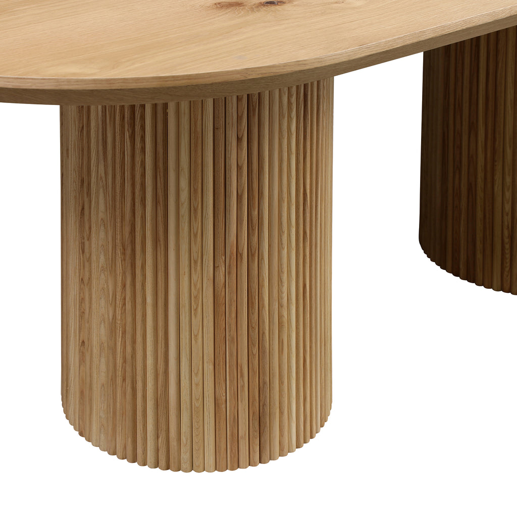 Solid Oak Veneer Dining Table, 78" — Seats 8