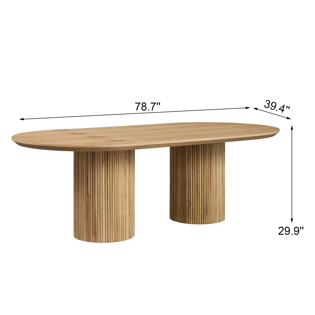 Solid Oak Veneer Dining Table, 78" — Seats 8