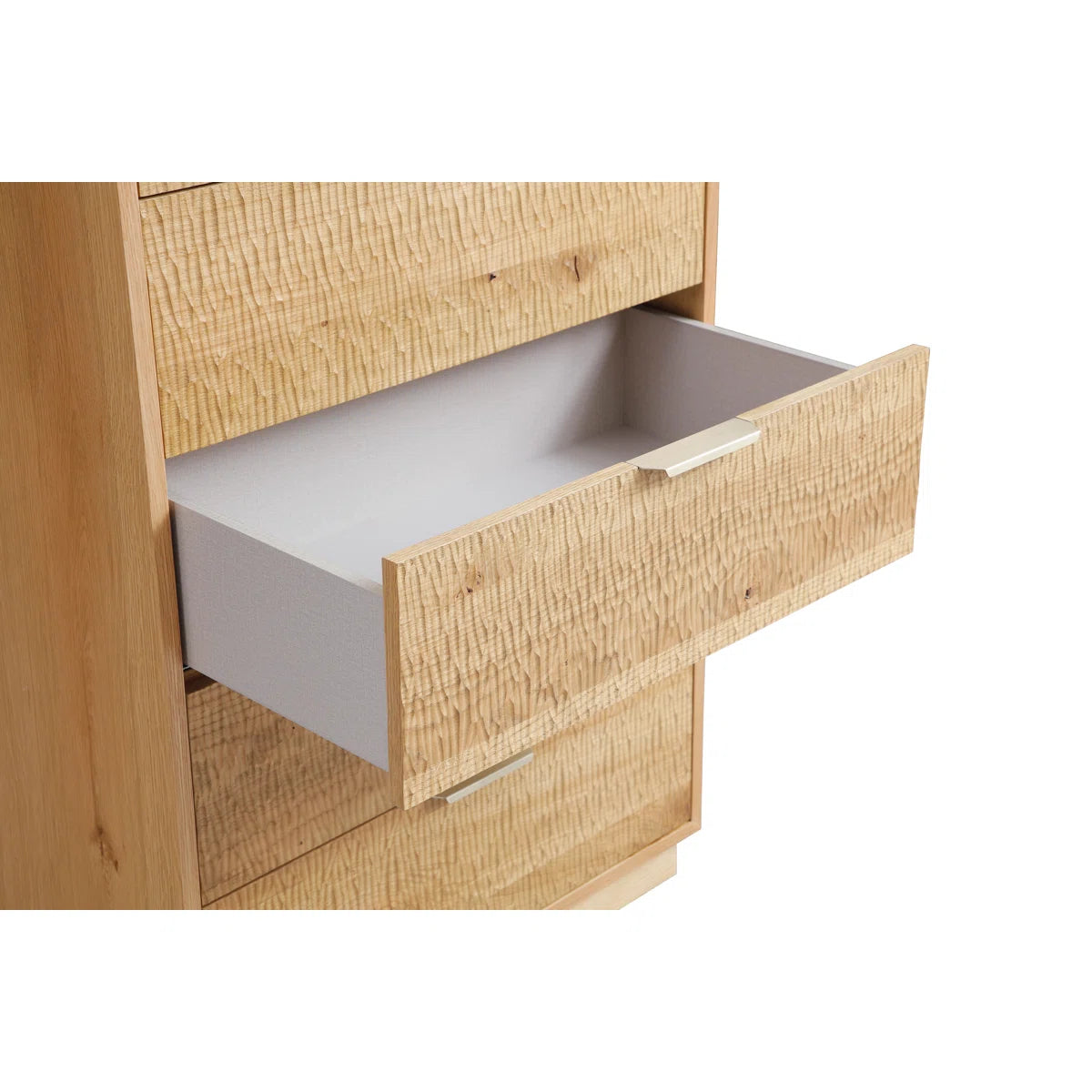 Tall Rustic Solid Wood 5-Drawer Chest With Hand-Carved Doors & Stainless Steel Handles