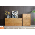 Tall Rustic Solid Wood 5-Drawer Chest With Hand-Carved Doors & Stainless Steel Handles