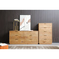 Tall Rustic Solid Wood 5-Drawer Chest With Hand-Carved Doors & Stainless Steel Handles