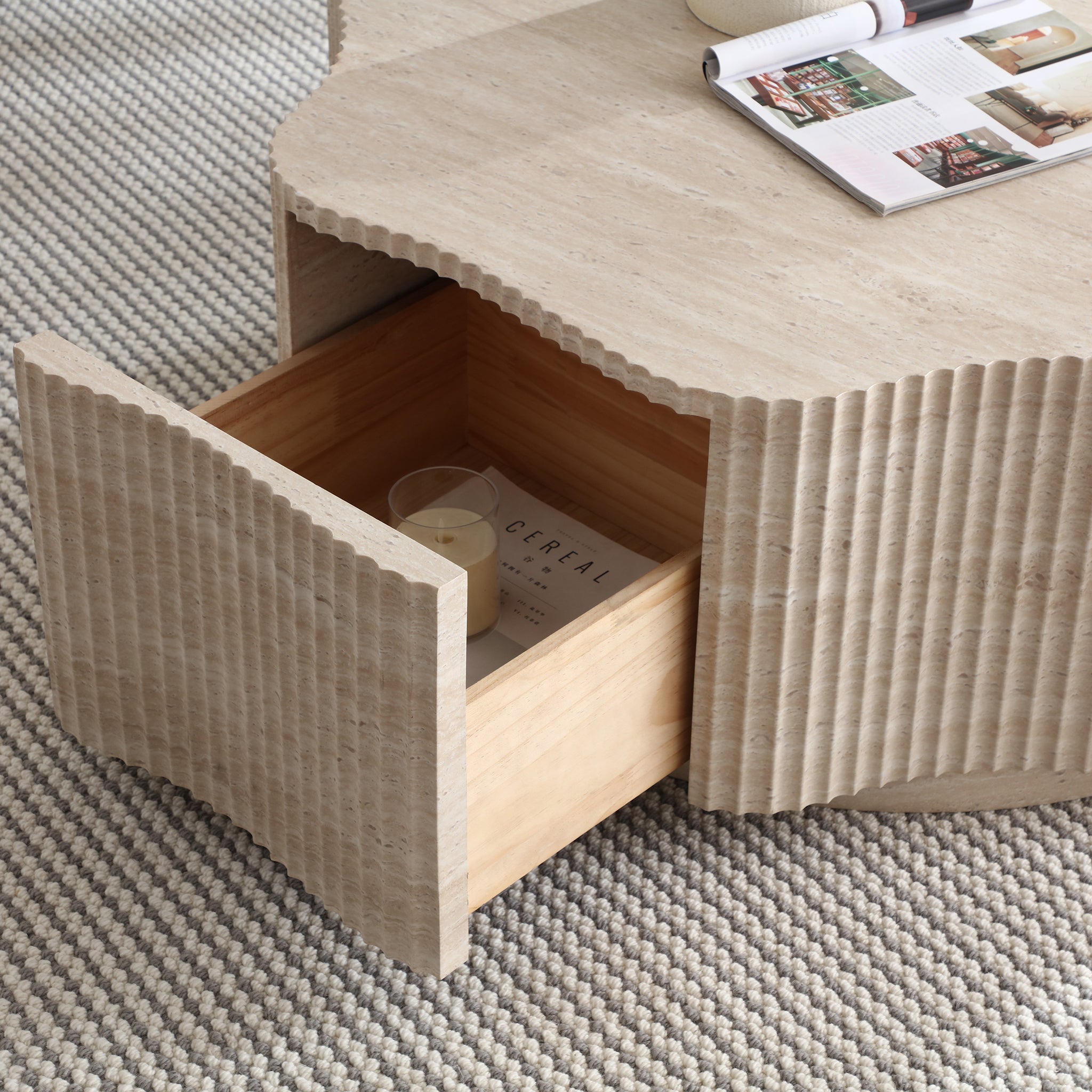 Petal Travertine Coffee Table