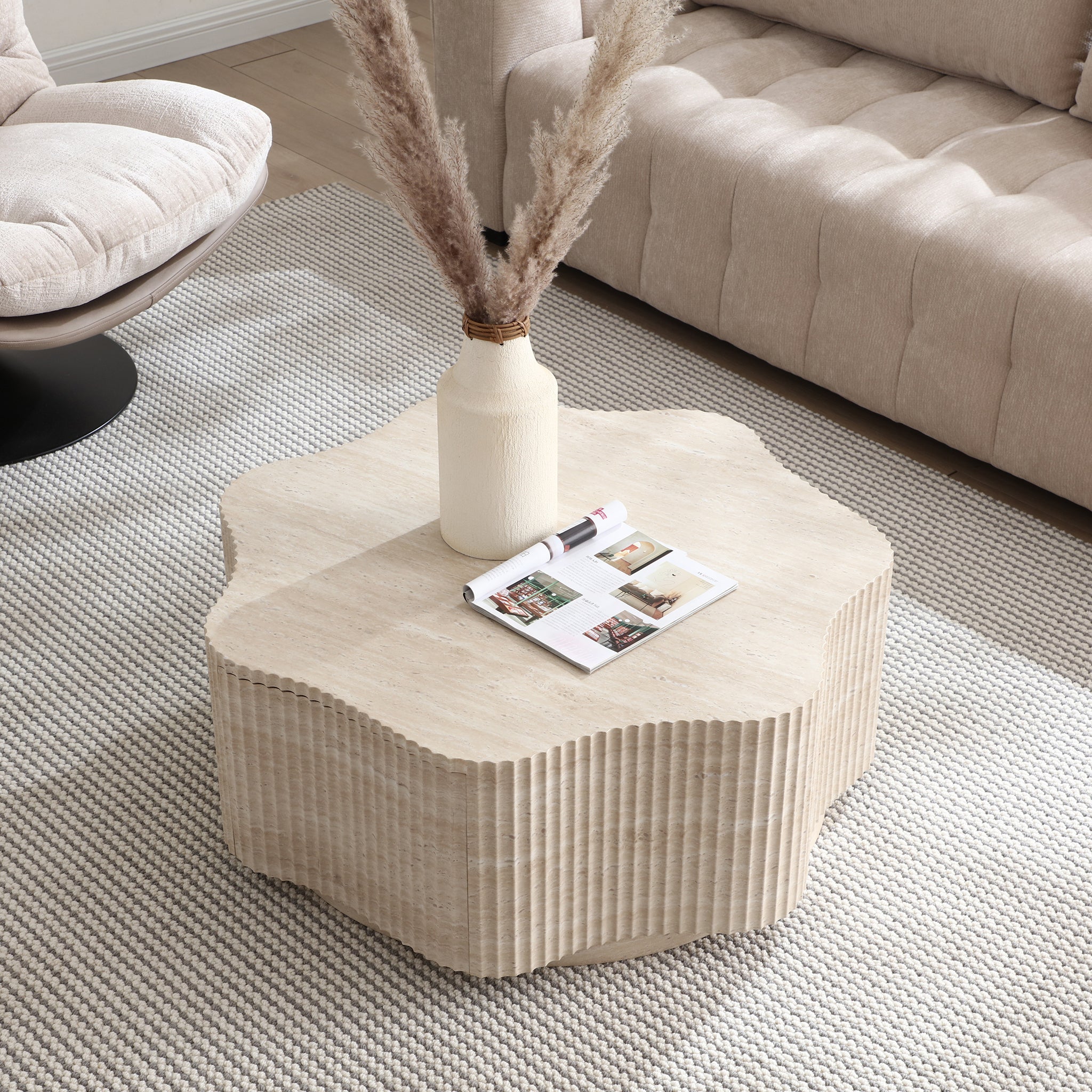 Petal Travertine Coffee Table