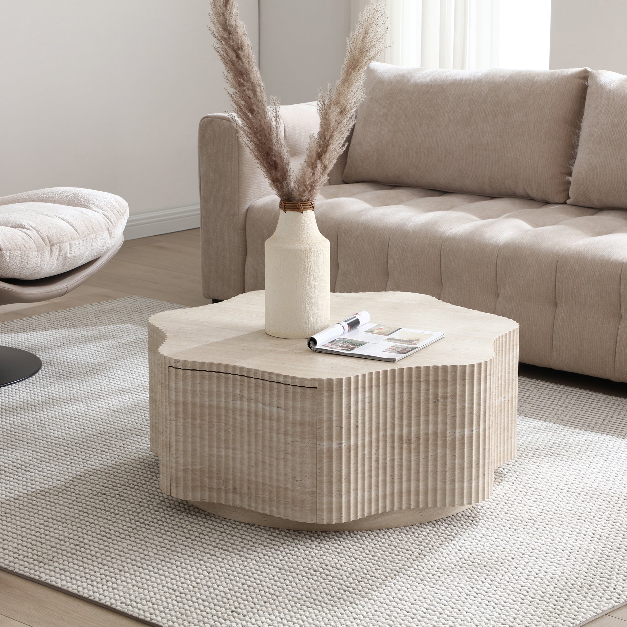 Petal Travertine Coffee Table