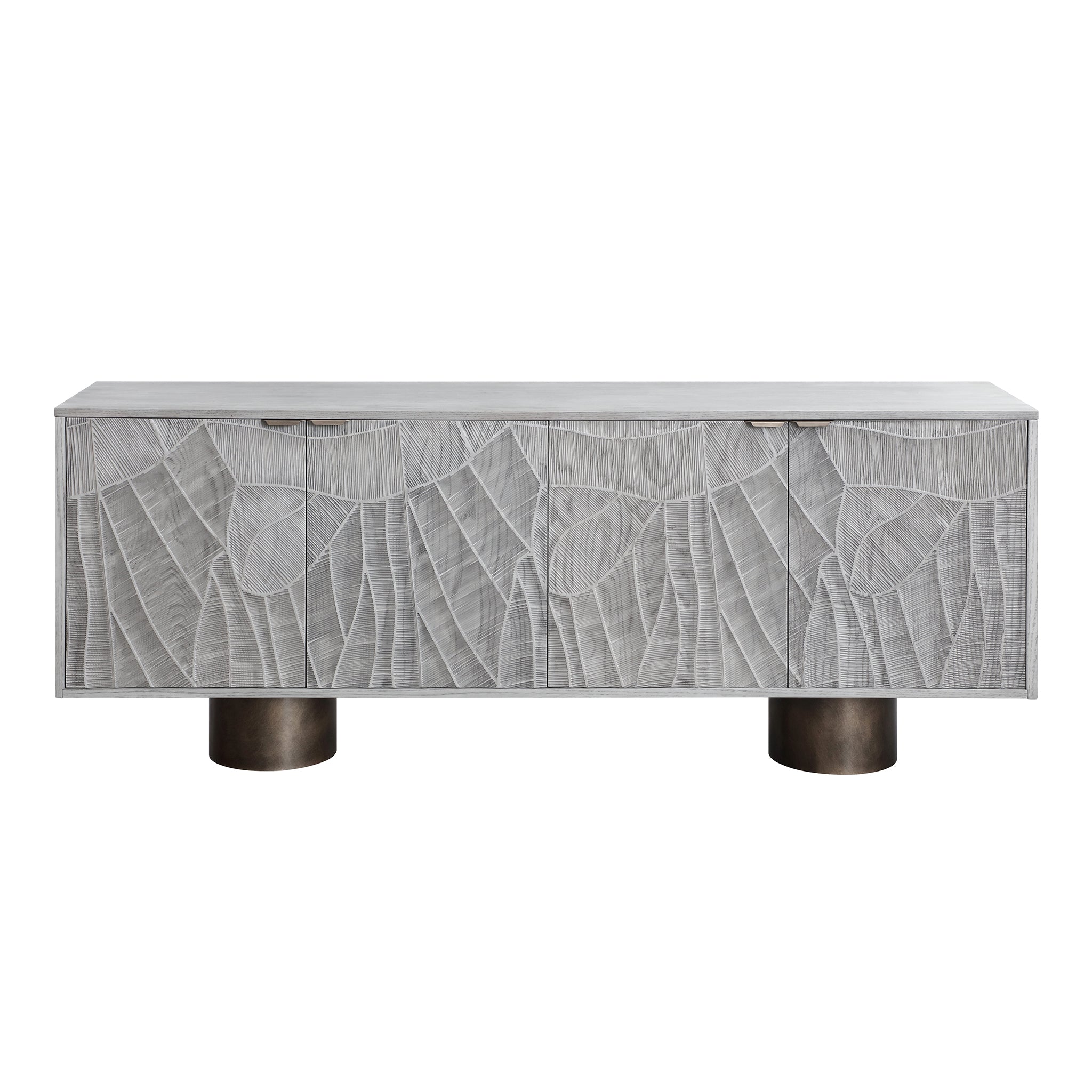 Carved Wood Sideboard Buffet — Textured Doors, 78.7"