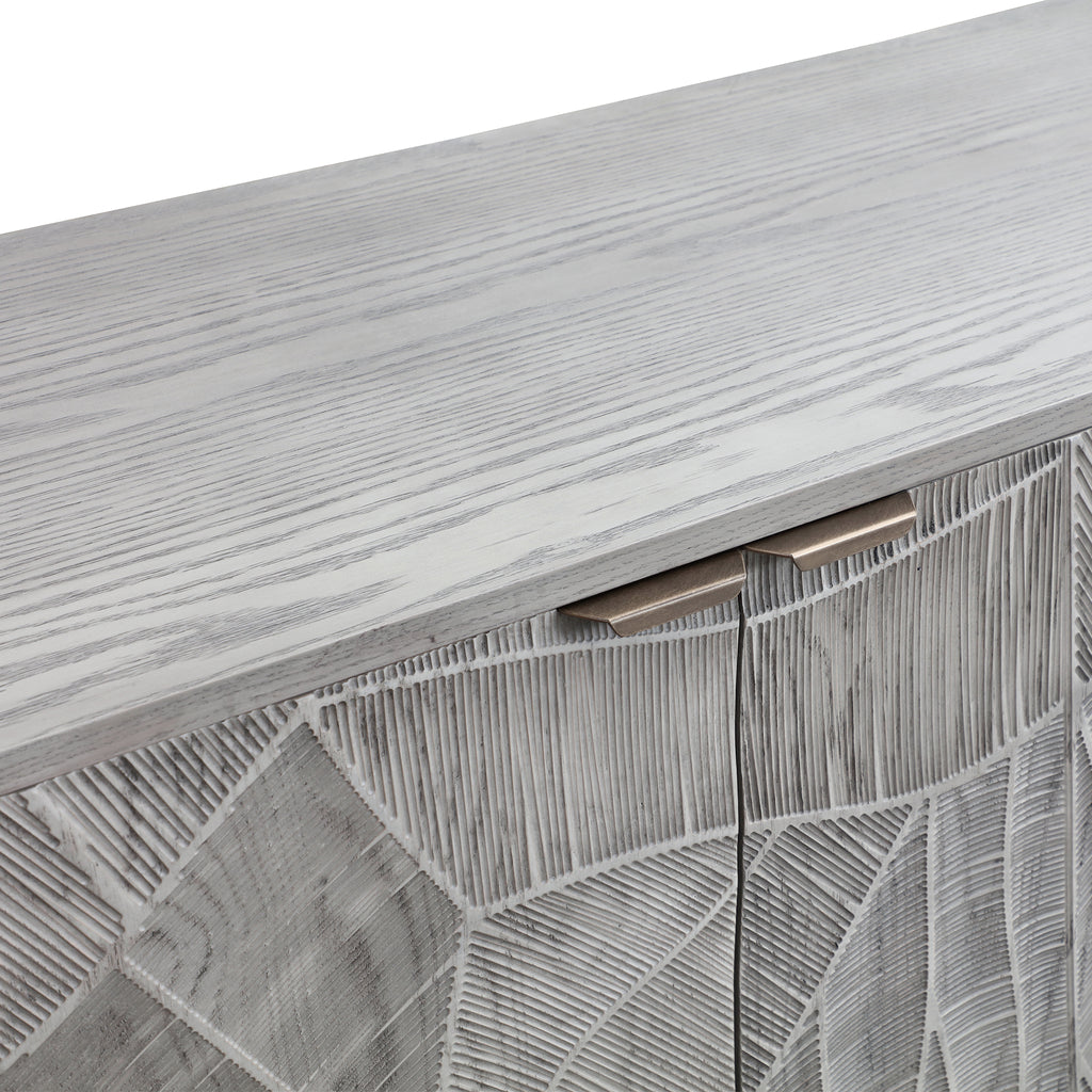 Carved Wood Sideboard Buffet — Textured Doors, 78.7"