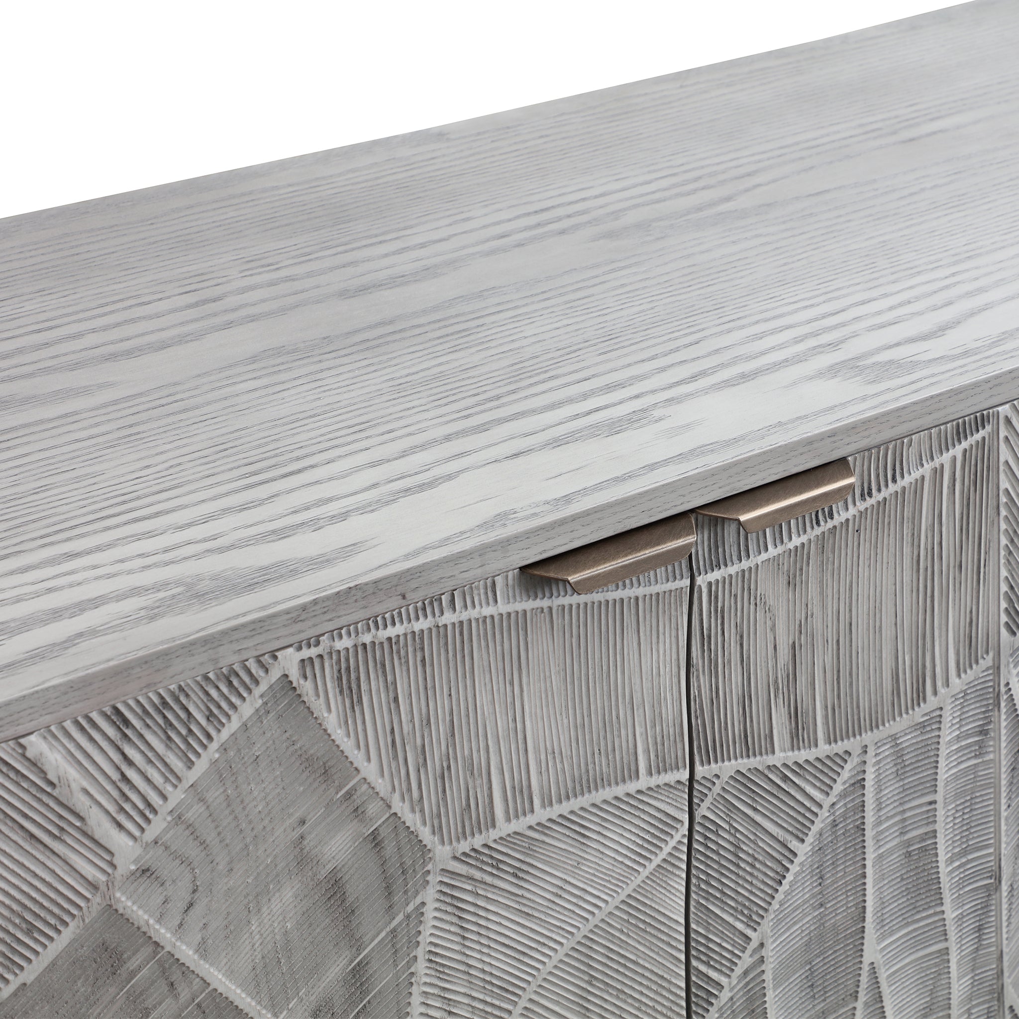 Carved Wood Sideboard Buffet — Textured Doors, 78.7"